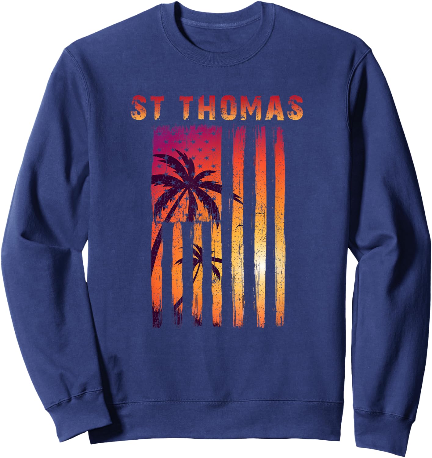 Vintage St. Thomas, US Virgin Islands Patriotic Flag Women Men Sweatshirt - Sweatshirt | Navy