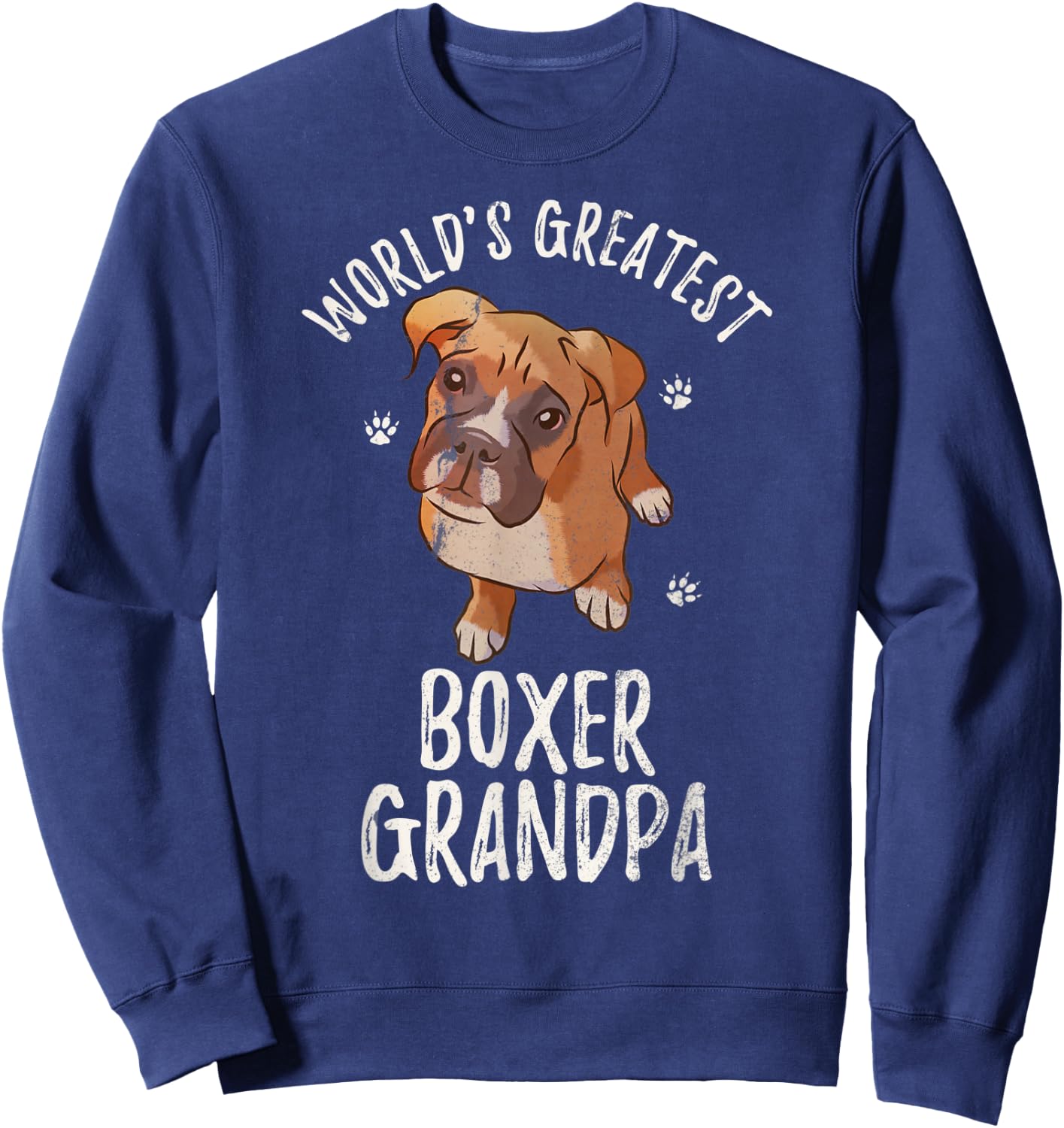 Vintage World's Greatest Boxer Grandpa Funny Puppy Pet Lover Sweatshirt - Sweatshirt | Navy