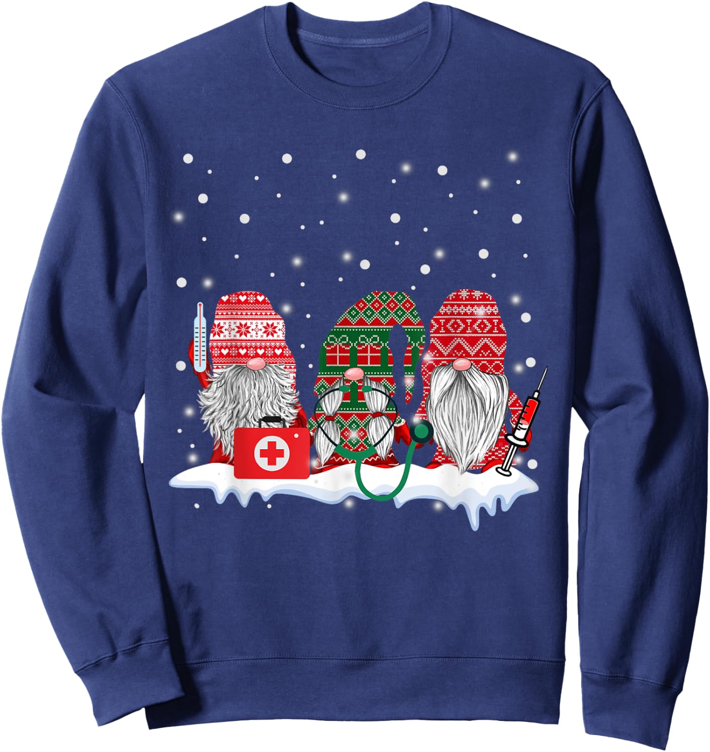 Funny Nurse Gnomes Santa Christmas Nursing Lover Gifts Sweatshirt - Sweatshirt | Navy