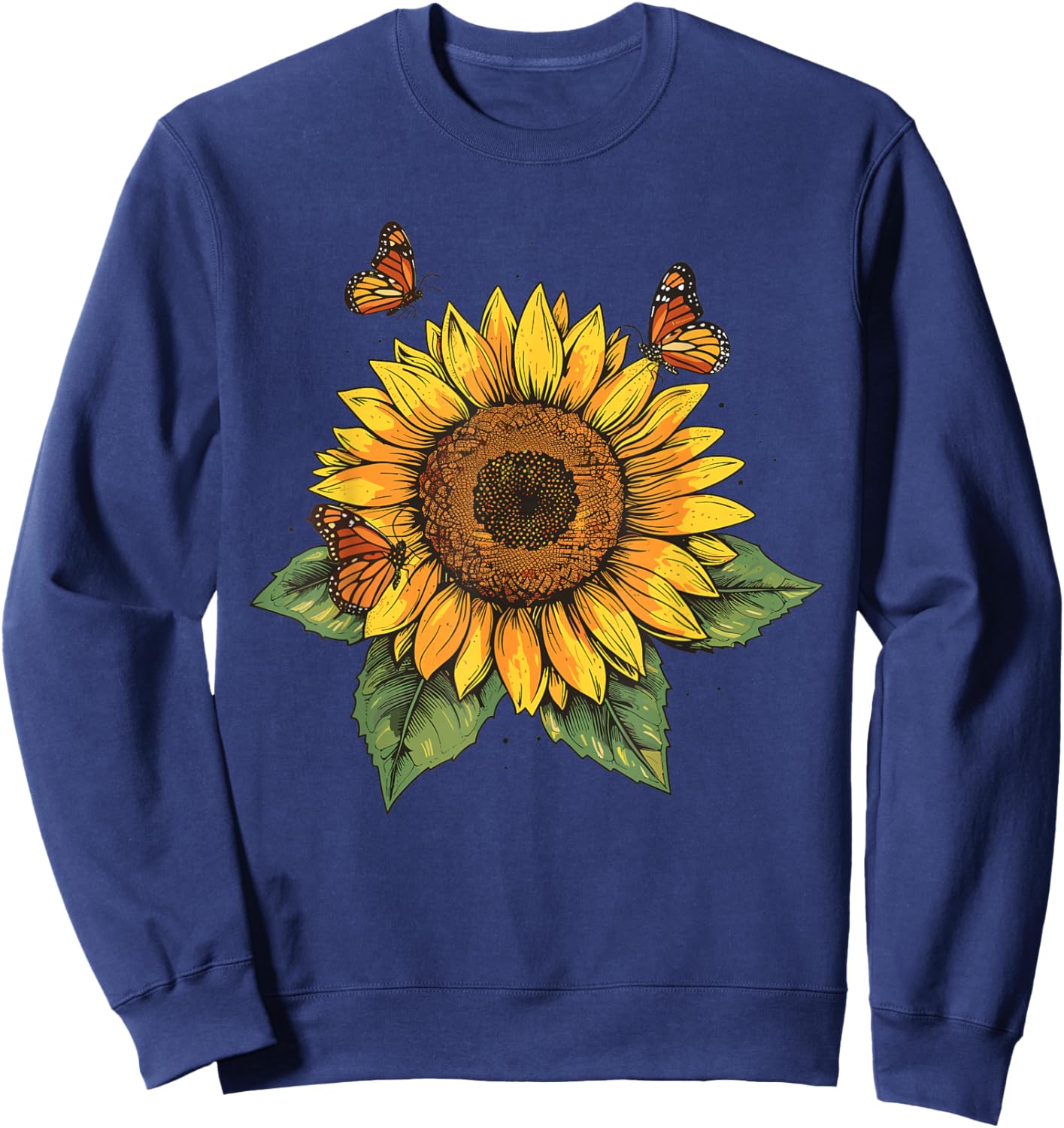 Sunflower and Butterfly Sweatshirt - Sweatshirt | Navy