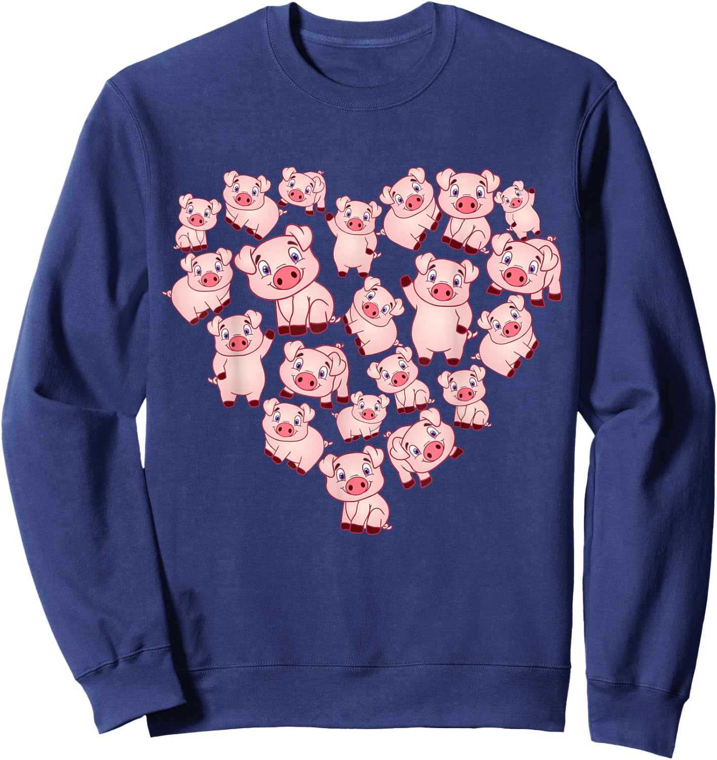 Pig Shirts Girls Kids Heart Shape Poses Cute Pig Sweatshirt - Sweatshirt | Navy