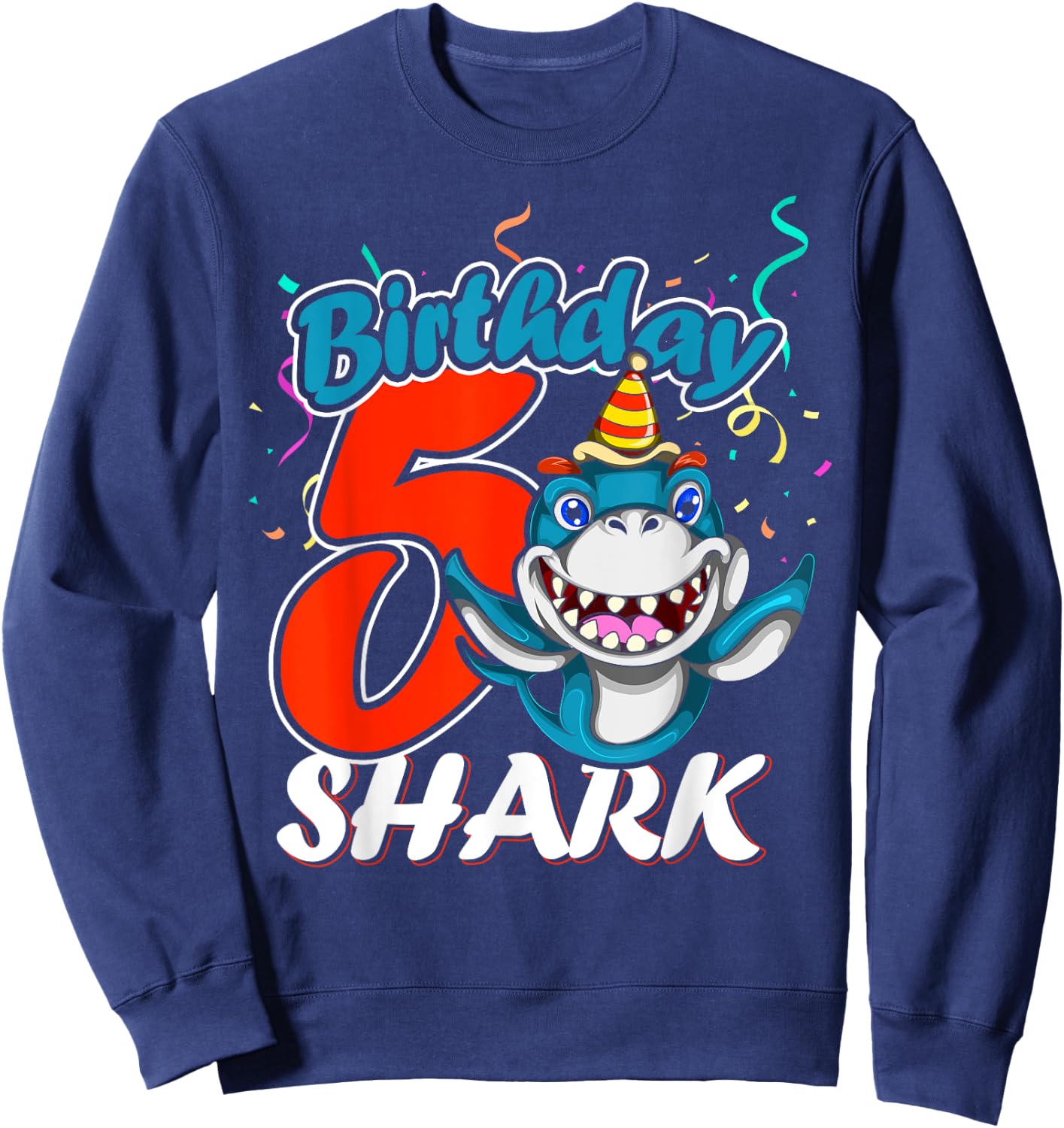 5 Years Old Birthday Shark Boy Gifts 5 Birthday Sweatshirt - Sweatshirt | Navy