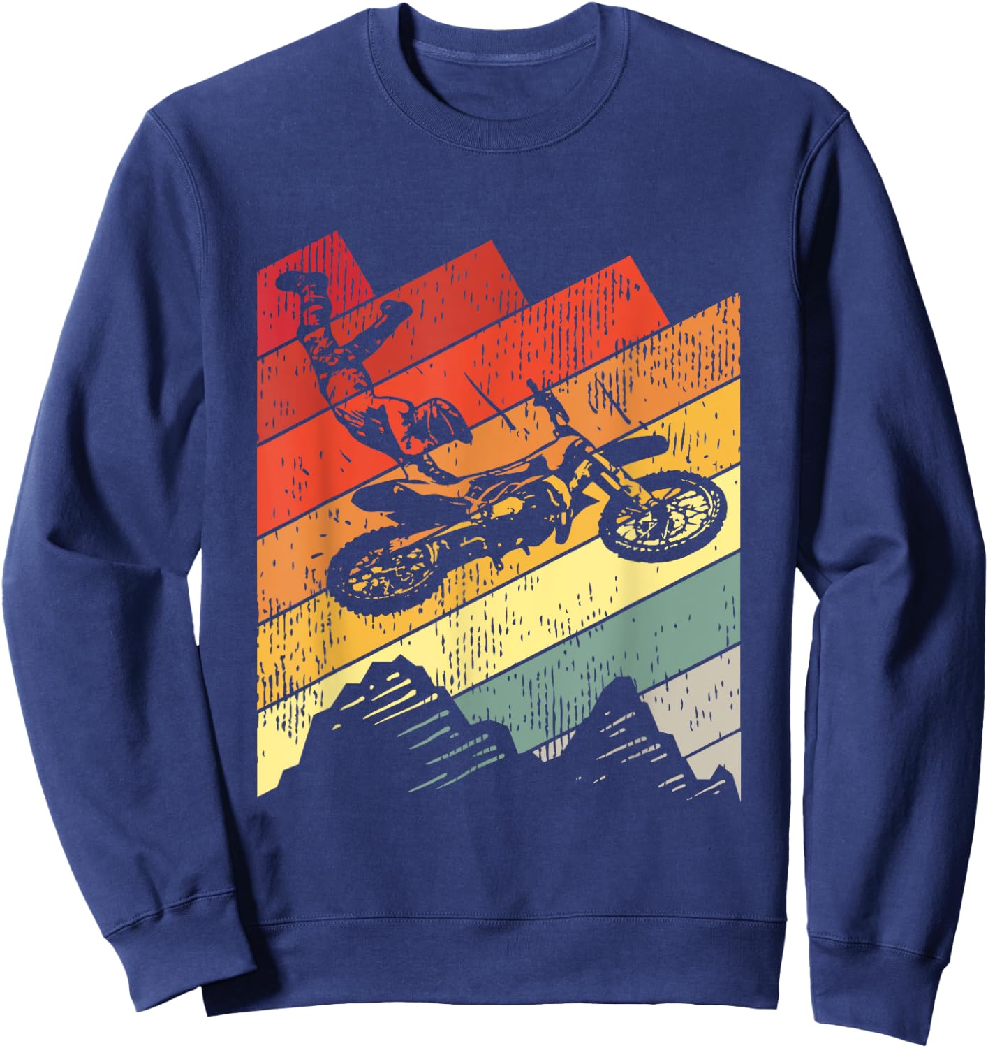 Motocross Biker Vintage Gift Racing Retro Dirt Bike Sweatshirt - Sweatshirt | Navy
