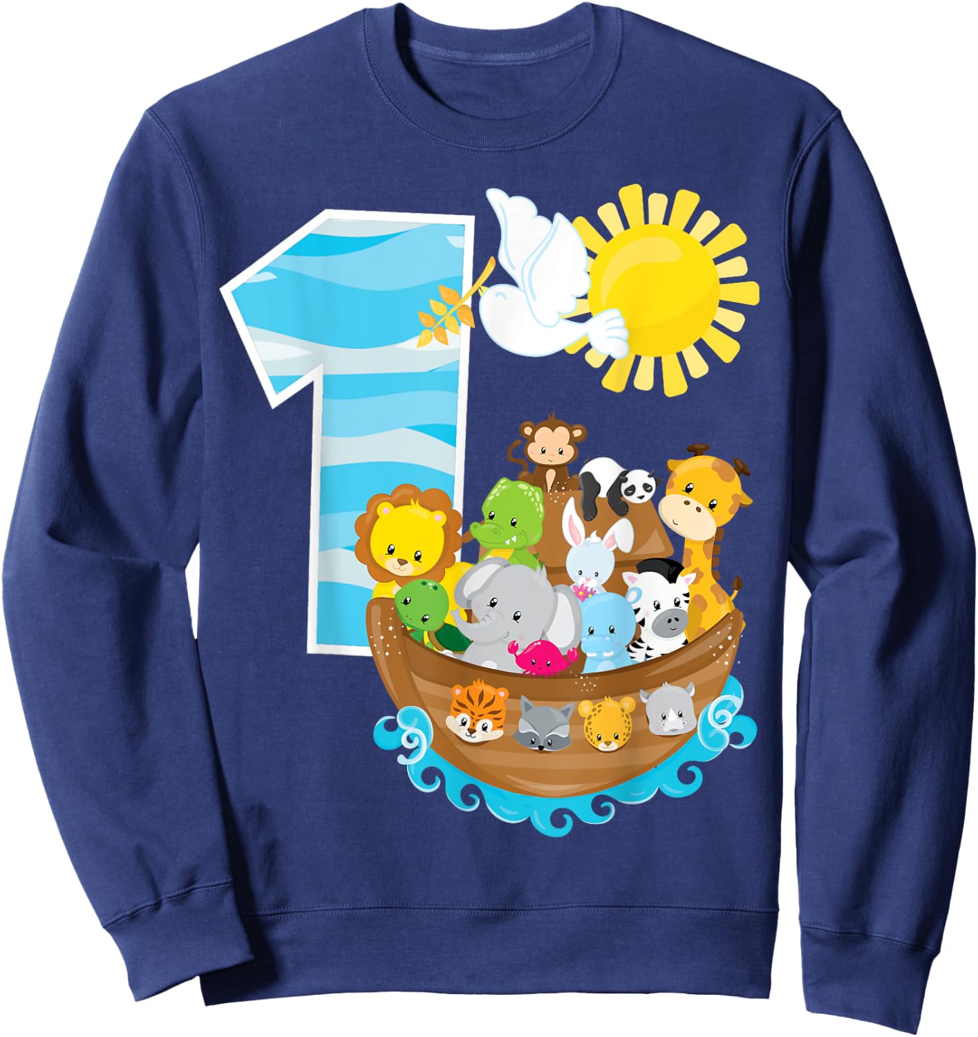 Noah's Ark Birthday Party 1st Birthday 1 Year Old Toddler Sweatshirt - Sweatshirt | Navy