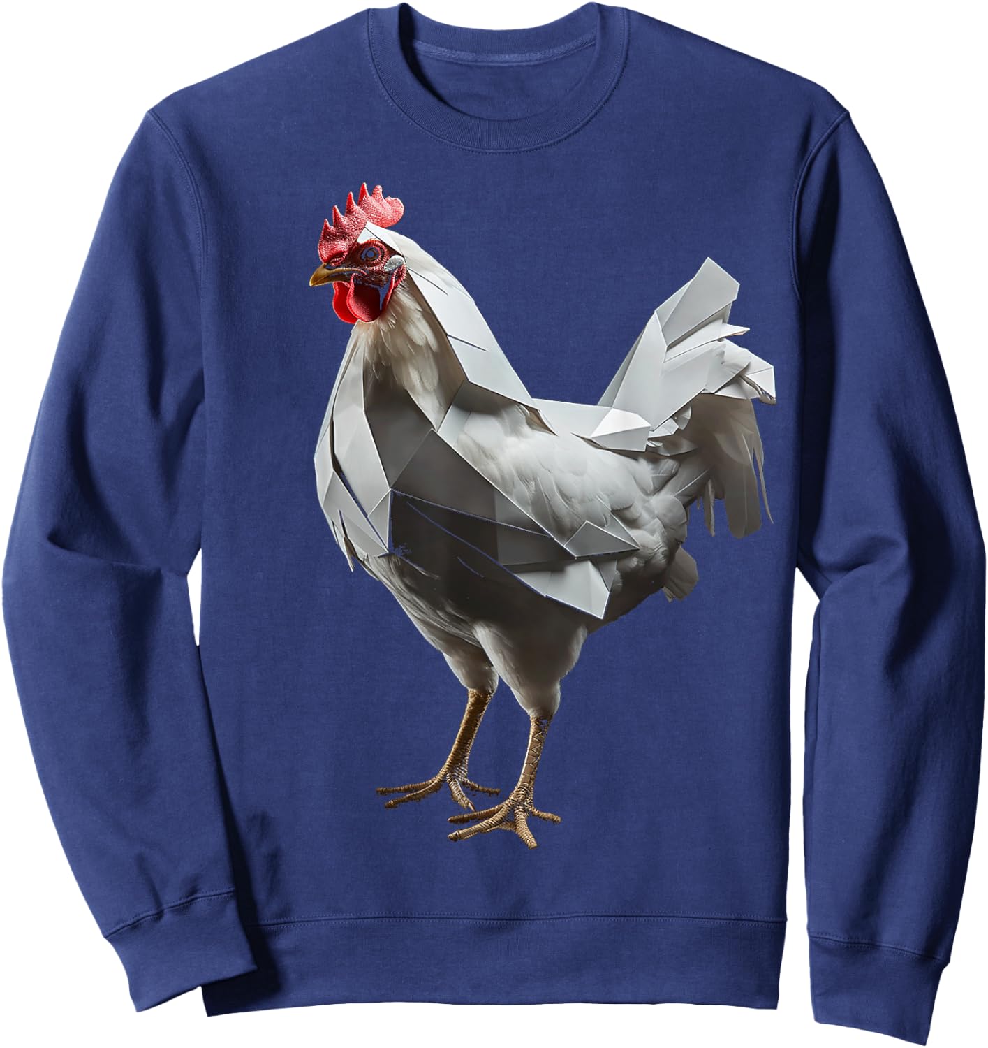 Chicken Art Polygon Animal Graphic Chicken Sweatshirt - Sweatshirt | Navy
