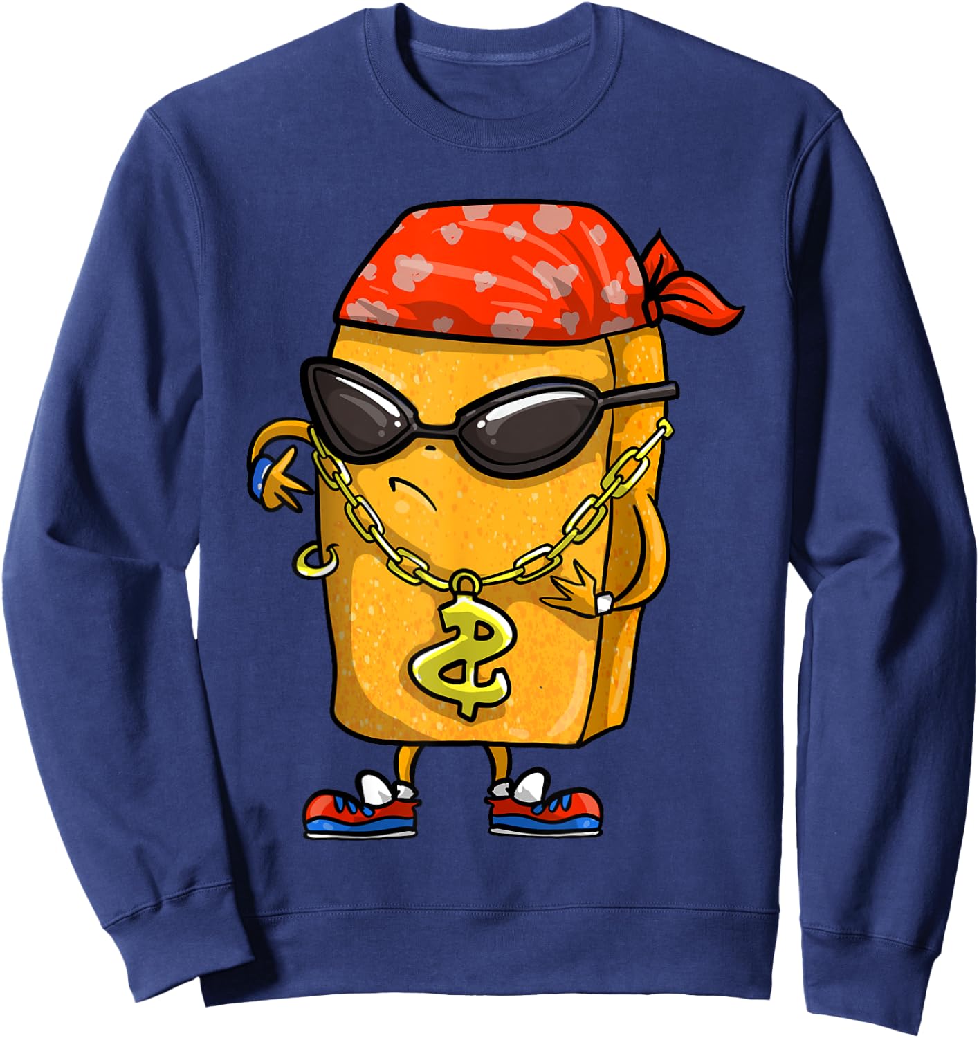 Funny Chicken Nugget Gift Kids Cool Gangster Nug Life Sweatshirt - Sweatshirt | Navy