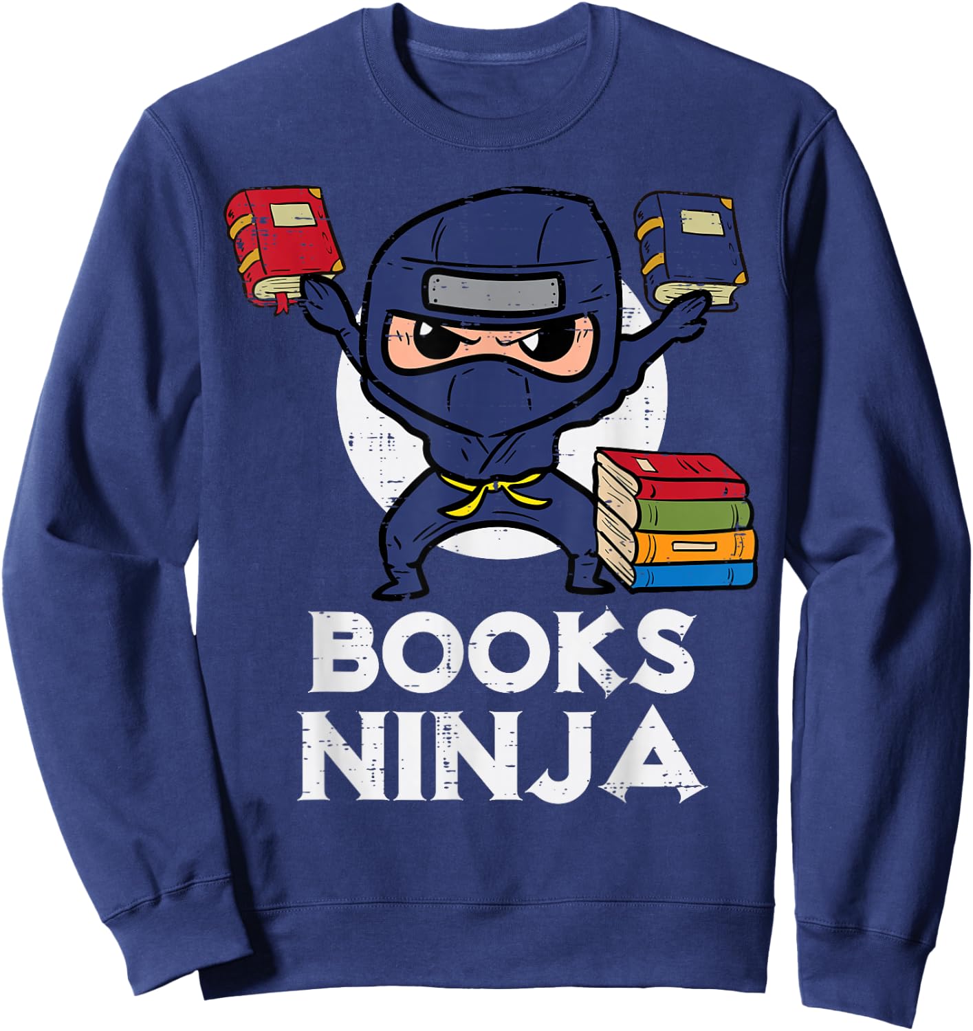 Books Ninja Read Reading Librarian Book Toddler Boys Kids Sweatshirt - Sweatshirt | Navy
