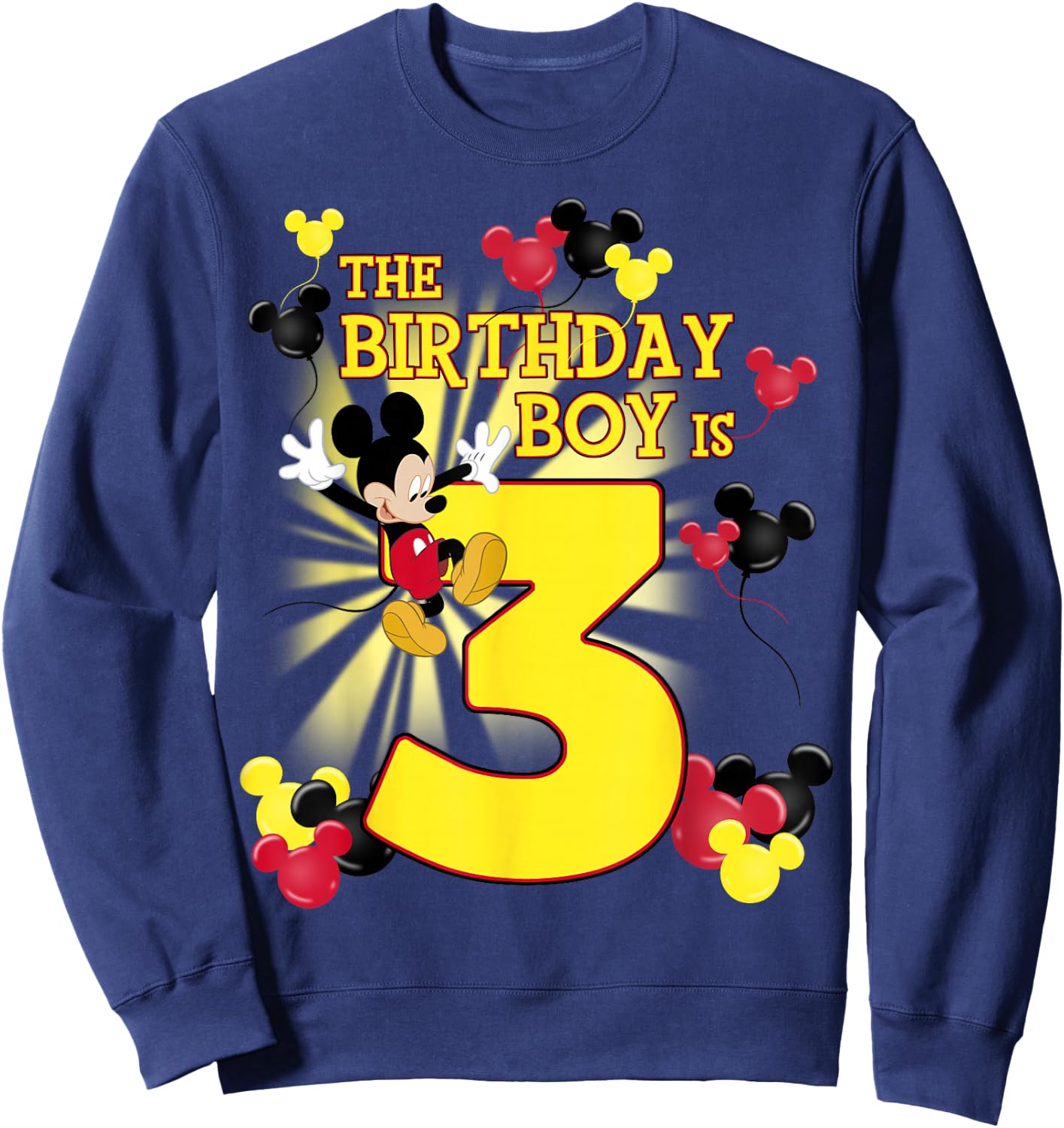 Disney Mickey and Friends Mickey 3rd Birthday Boy Small Sweatshirt - Sweatshirt | Navy