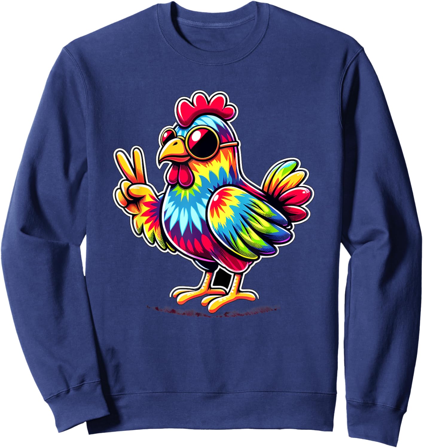 Peace Sign Tie Dye Chicken Sweatshirt - Sweatshirt | Navy
