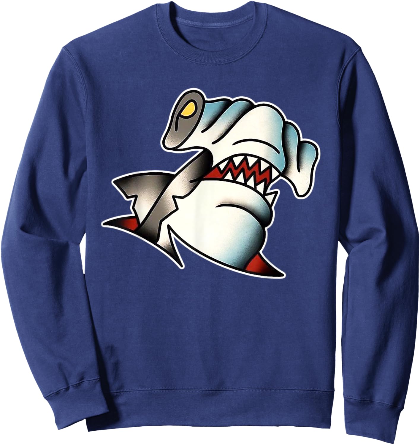 Hammerhead Shark Traditional Tattoo Flash Sweatshirt - Sweatshirt | Navy