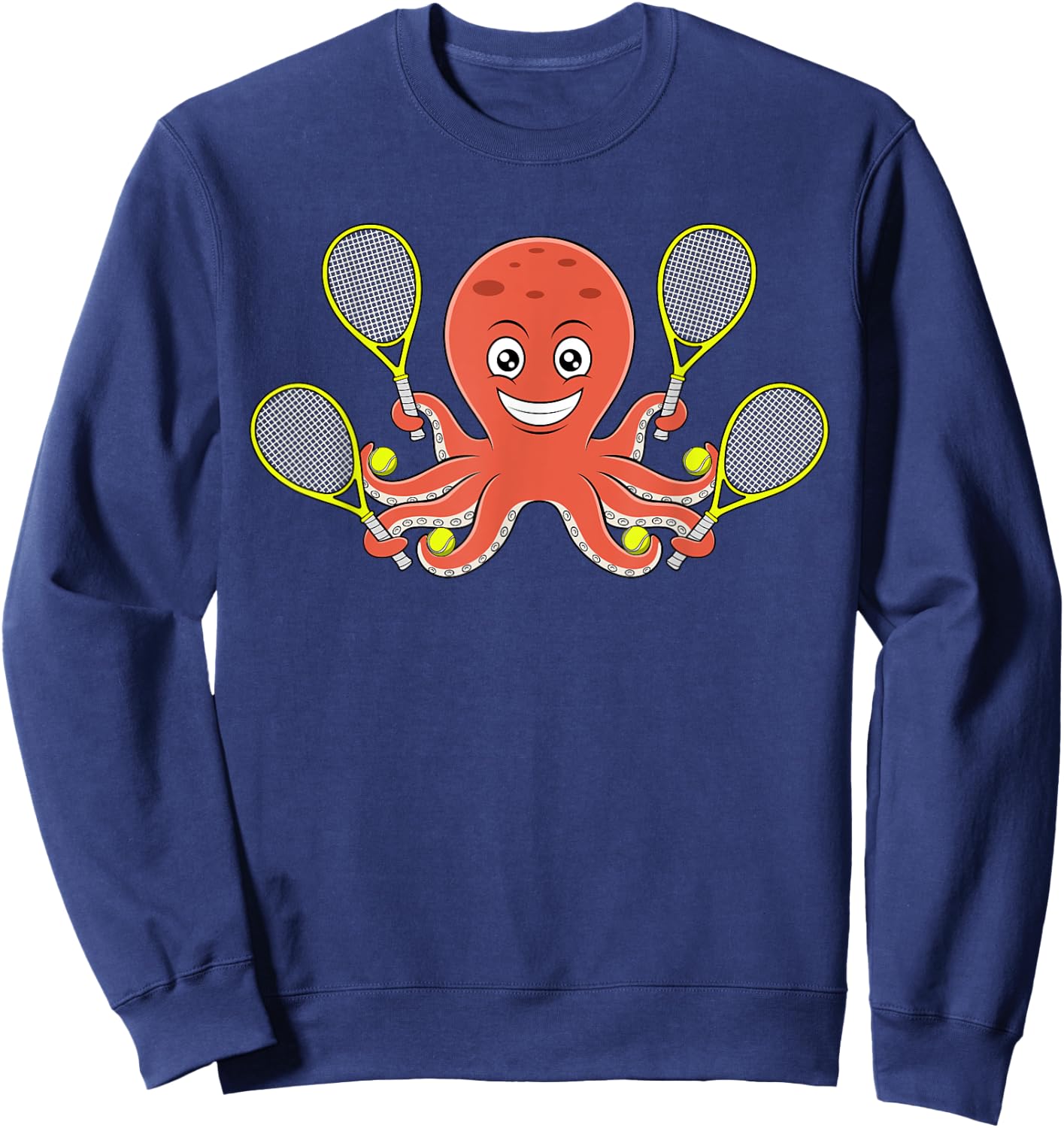 Octopus Playing Tennis Hobby Ball Sports Sweatshirt - Sweatshirt | Navy