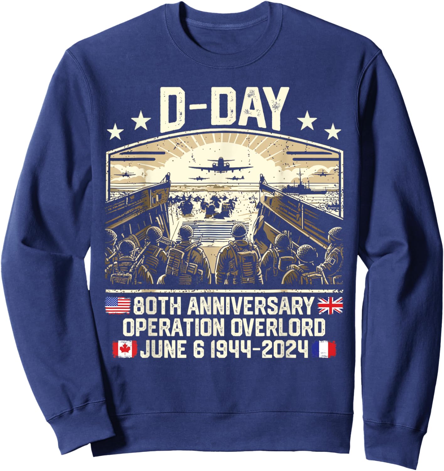 Operation Overlord 1944 D-Day 2024 80th Anniversary Normandy Sweatshirt - Sweatshirt | Navy