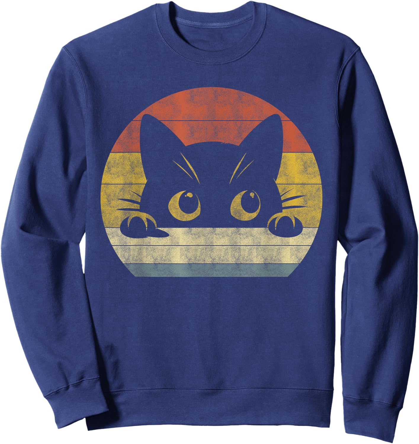 Cute Cat Shirt Retro Cat Owner Funny Cat Lovers Women Kids Sweatshirt - Sweatshirt | Navy