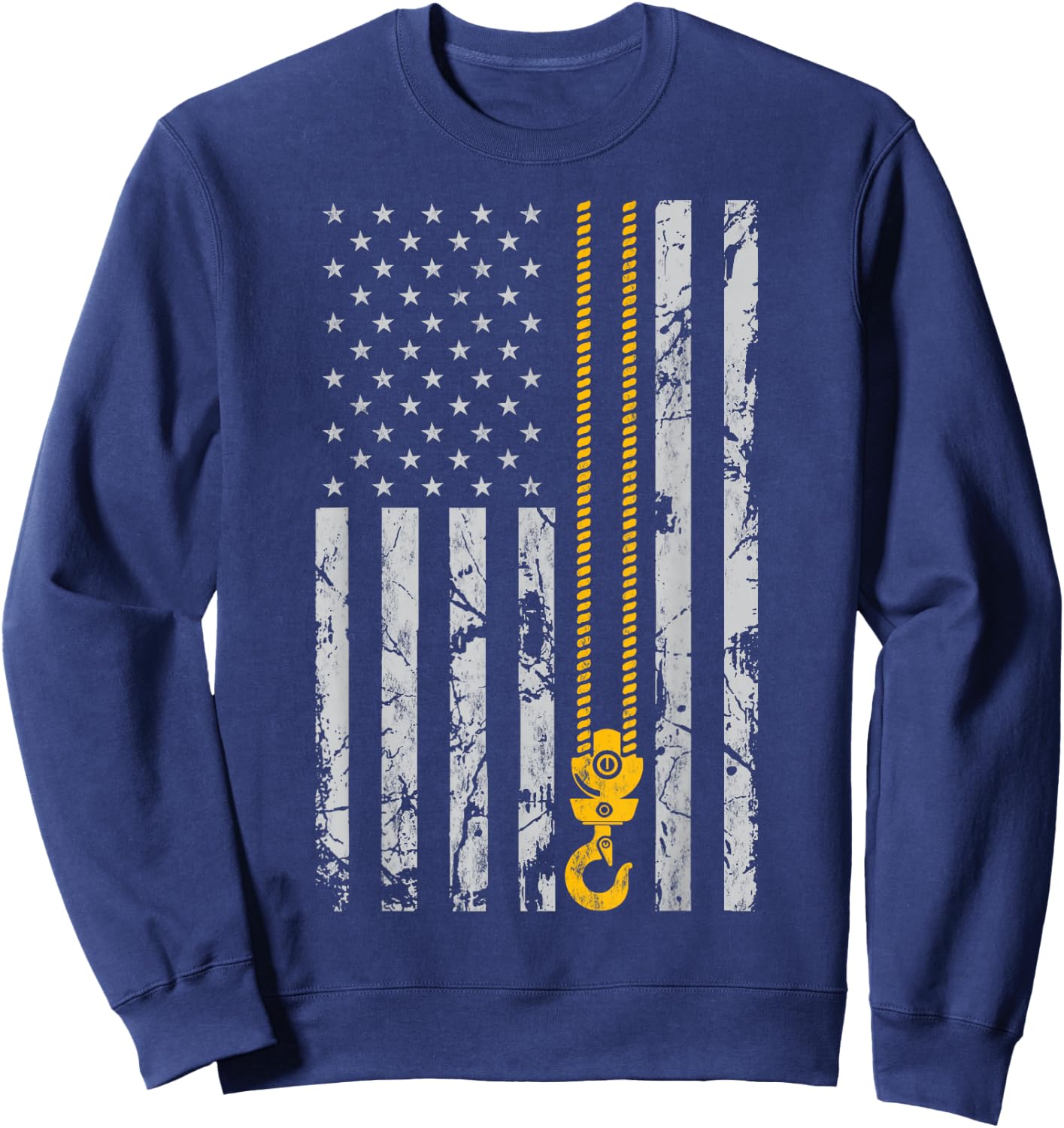 Lifting Hook Thin American Flag Crane Operator gift Sweatshirt - Sweatshirt | Navy