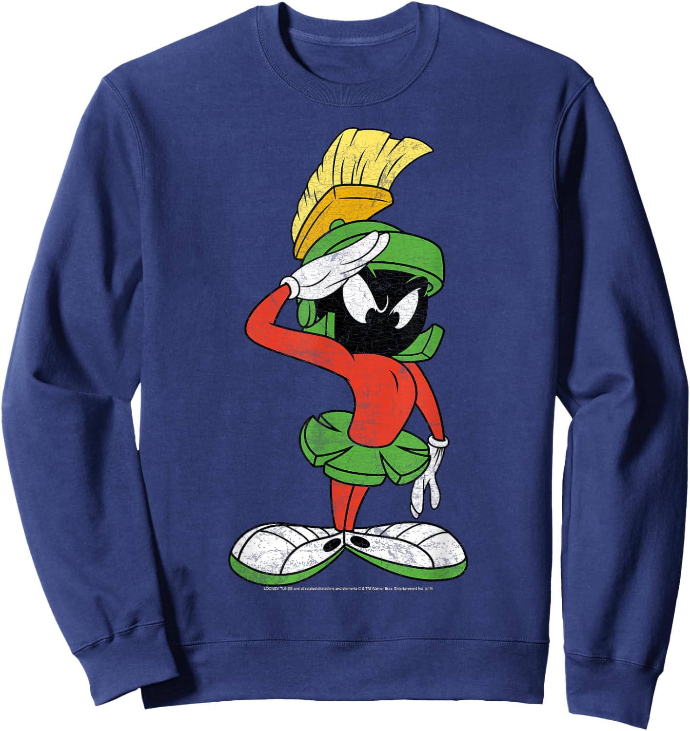 Looney Tunes Marvin The Martian Salute Portrait Sweatshirt - Sweatshirt | Navy
