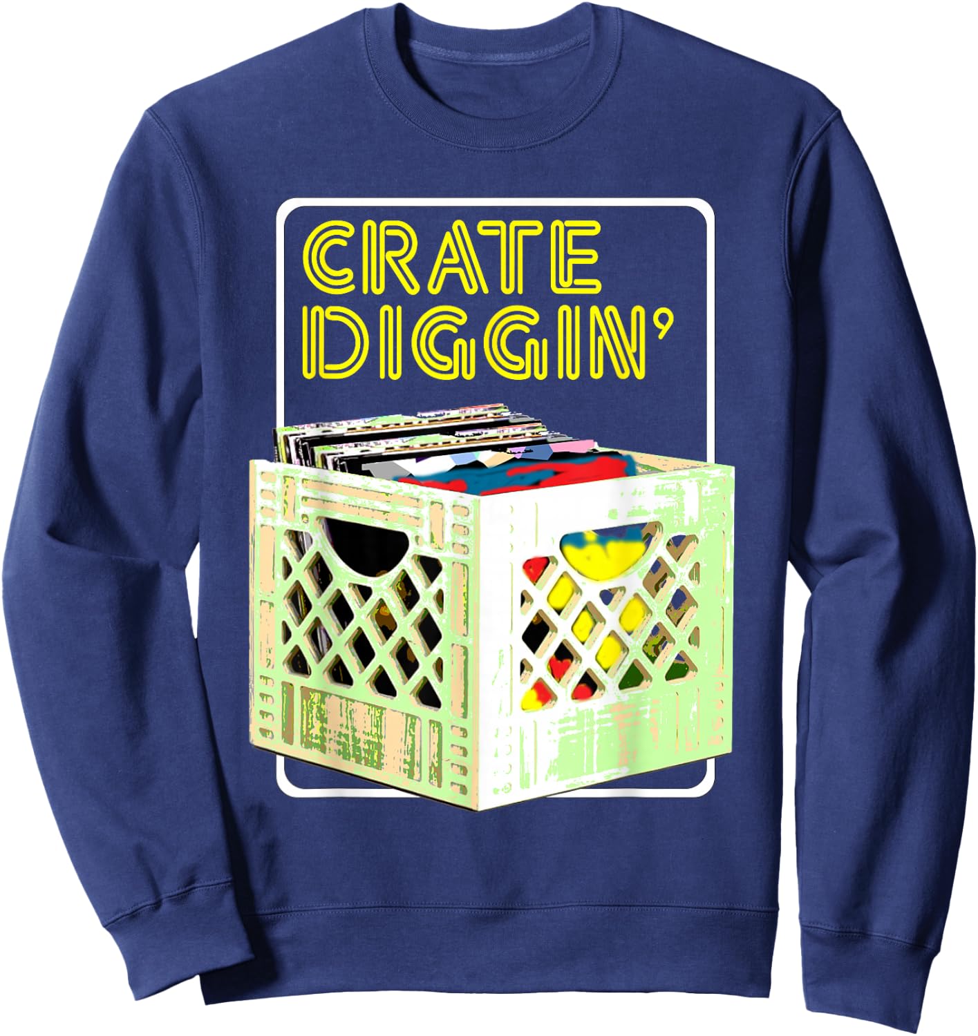 Old School DJ Hip Hop Retro Vinyl Collector Vintage Graphic Sweatshirt - Sweatshirt | Navy