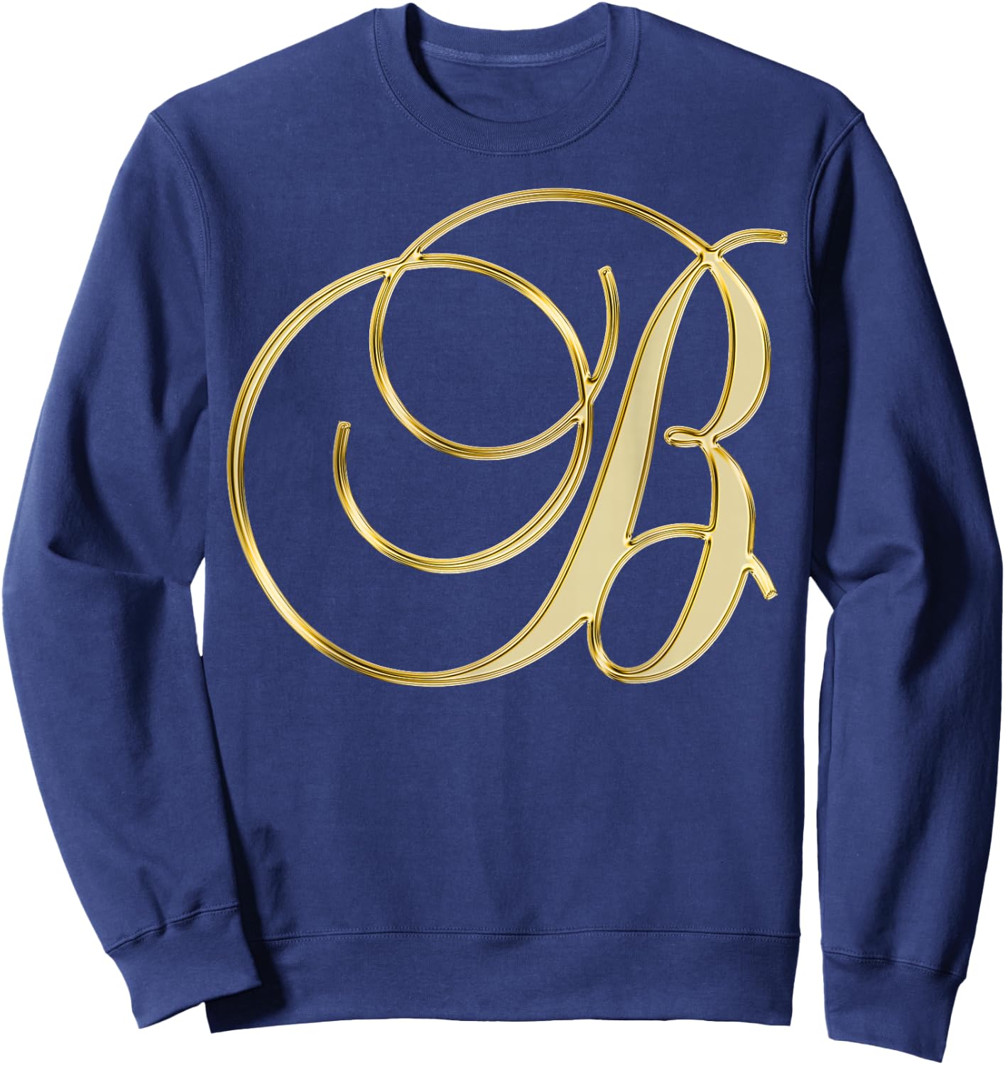 Monogram Initial Letter B Gold Sweatshirt - Sweatshirt | Navy