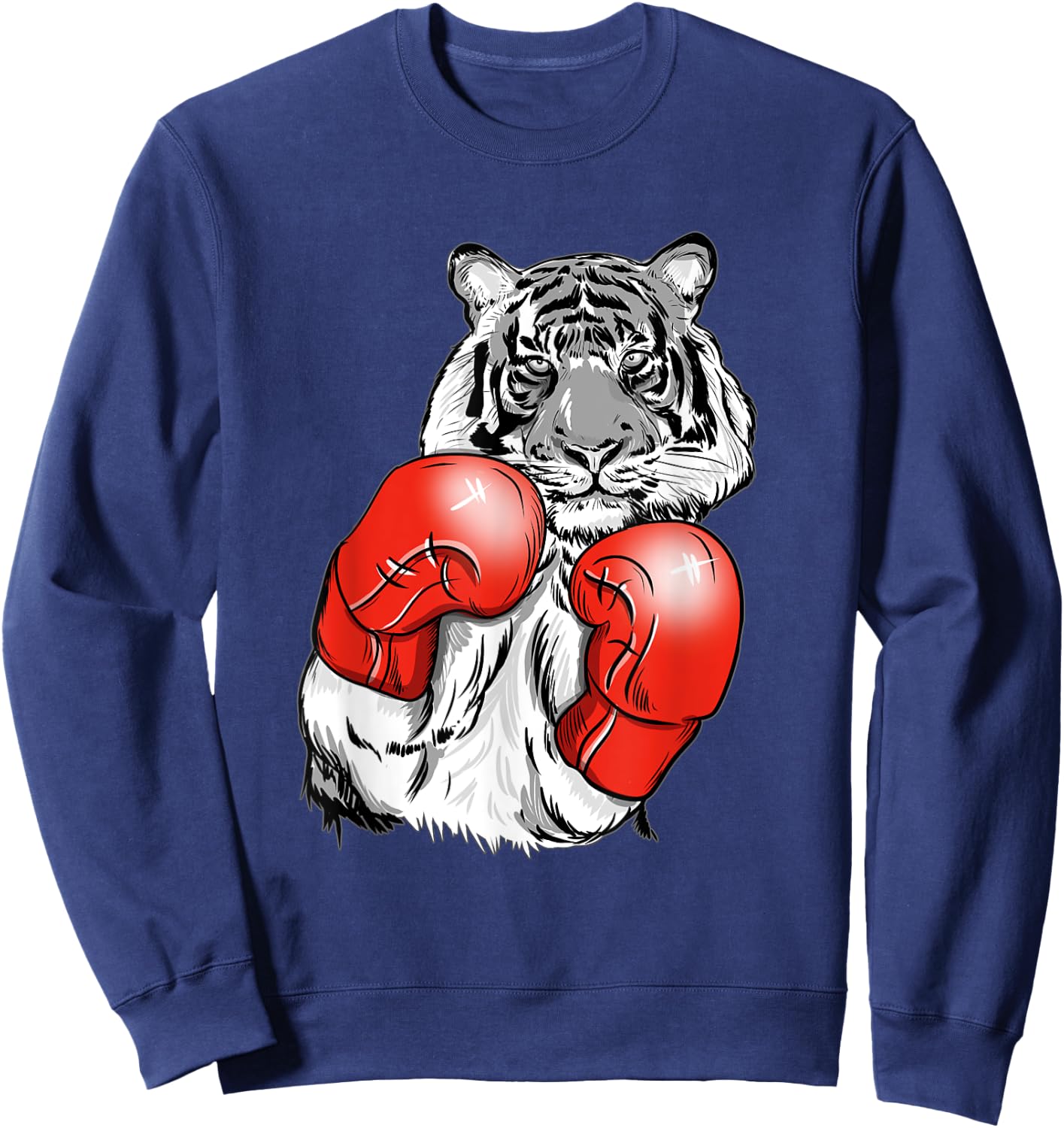 Funny Boxing Tiger With Red Gloves Kids Adults Sweatshirt - Sweatshirt | Navy
