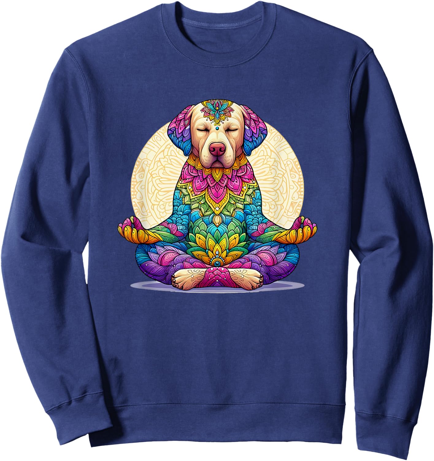 Labrador Retriever Dog Meditating with Mandala Sweatshirt - Sweatshirt | Navy