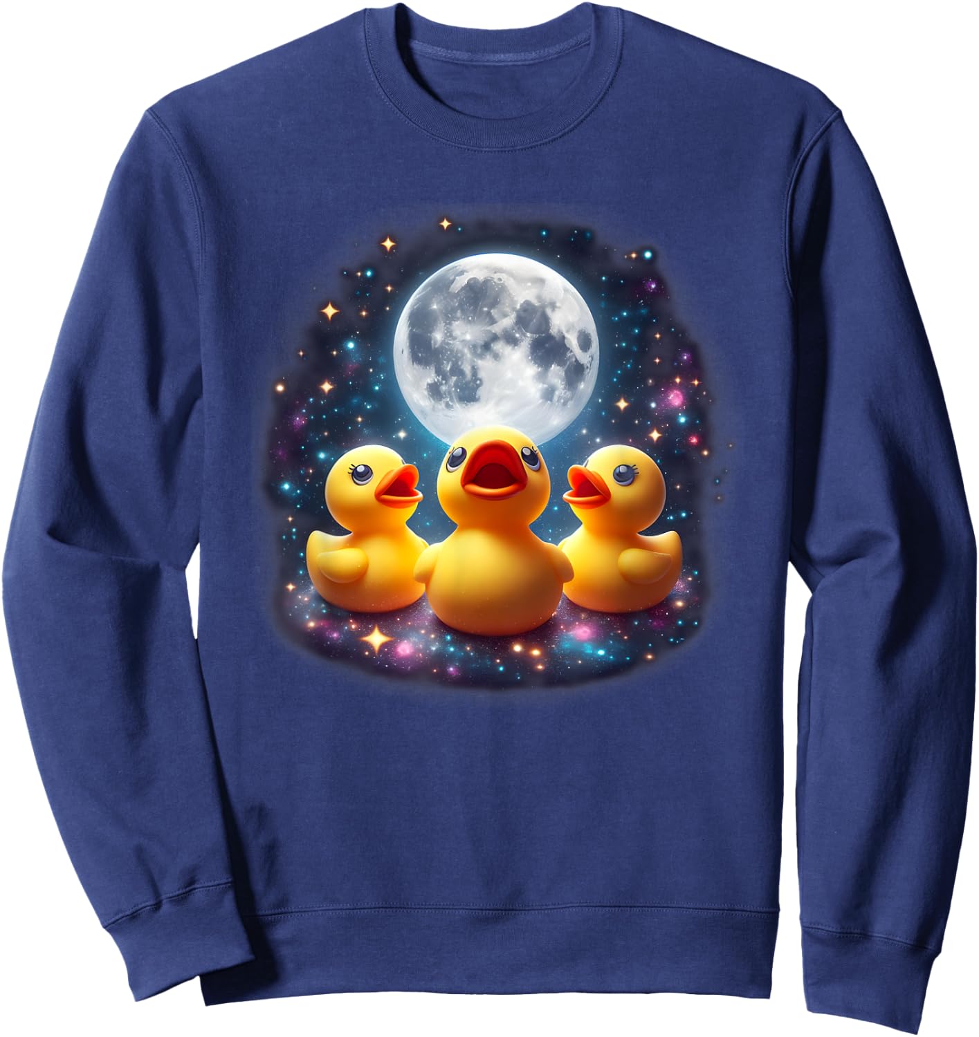 Howling At The Moon - Cute Rubber Duck Weird Funny Gift Sweatshirt - Sweatshirt | Navy