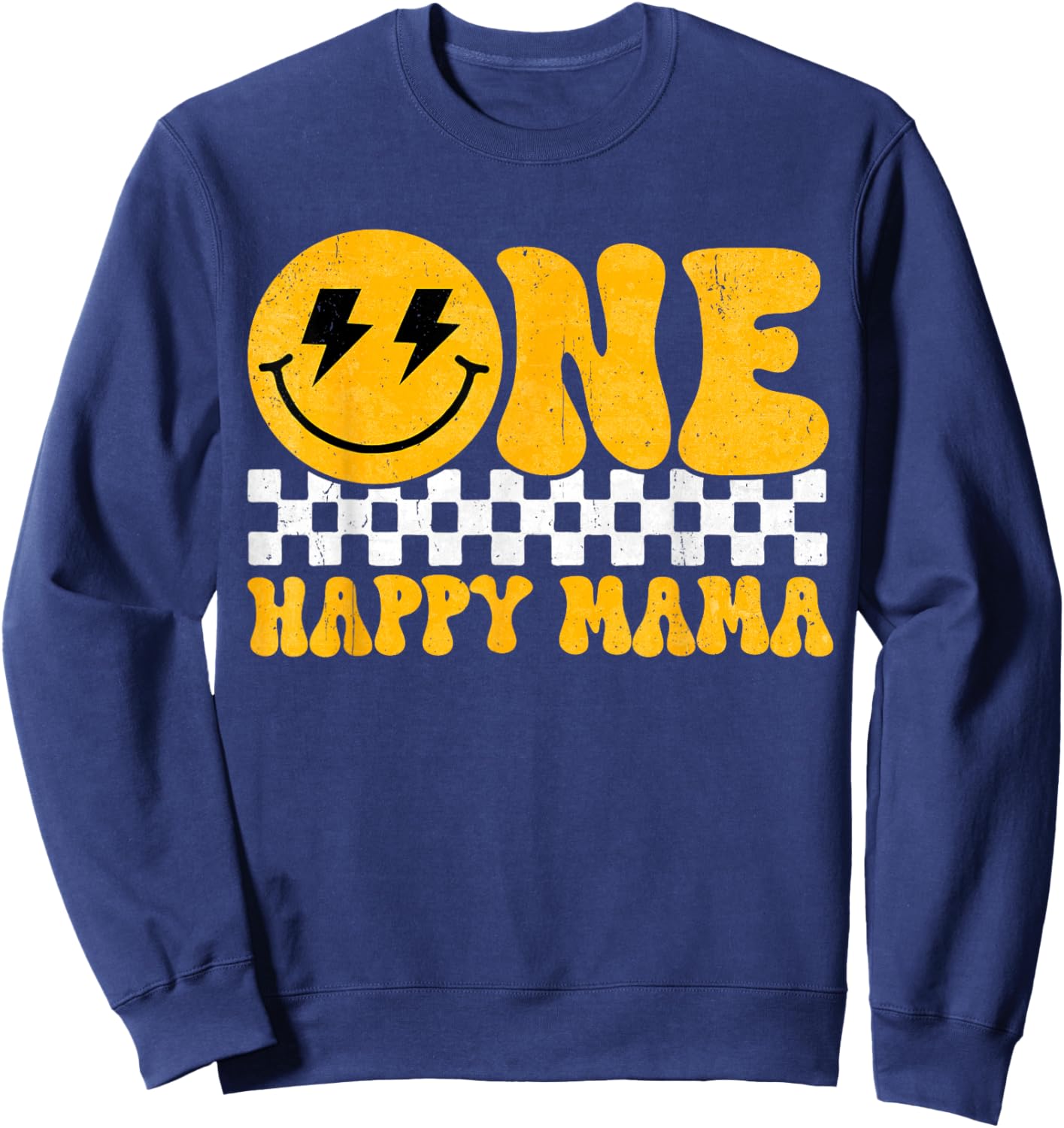 One Mama, Happy 1st Birthday, Groovy Smile, 1 Year Old Women Sweatshirt - Sweatshirt | Navy