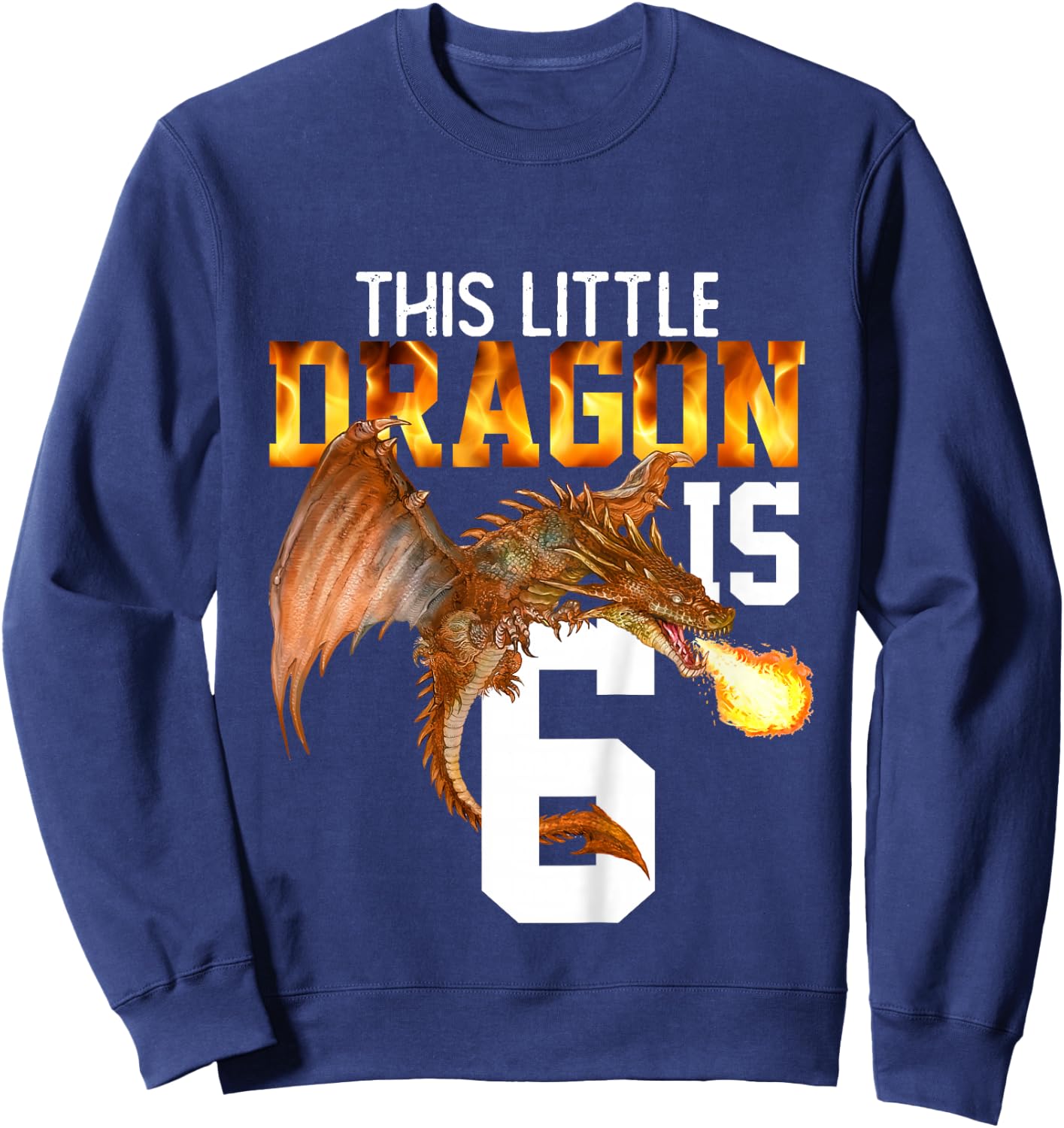 Turning 6 Year Old Birthday Gift Boy Dragon 6th Bday Girl Sweatshirt - Sweatshirt | Navy
