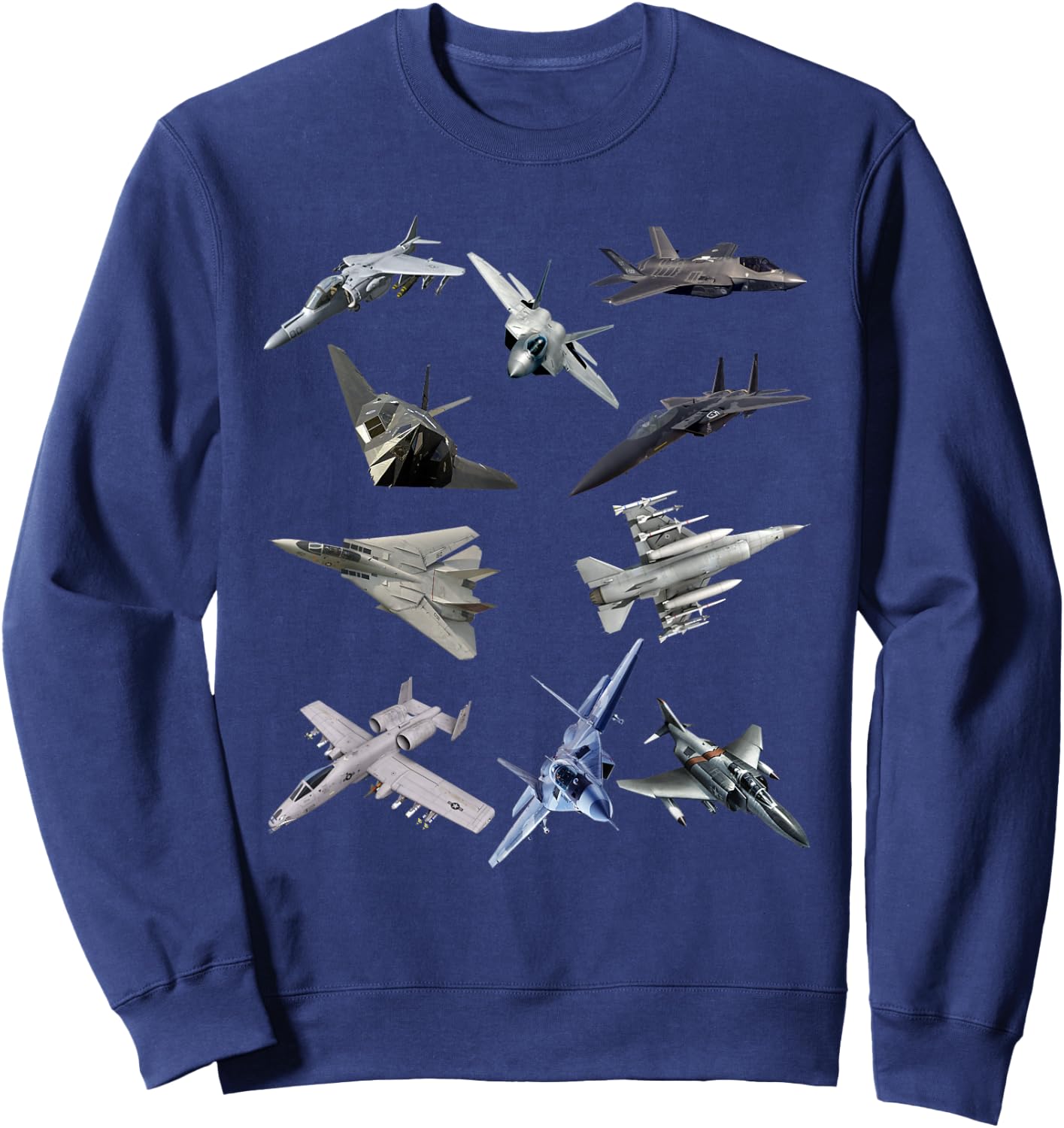 F22 Raptor F18 Hornet F4 Tomcat F35 F15 F16 F117 A10 F4 Sweatshirt - Sweatshirt | Navy
