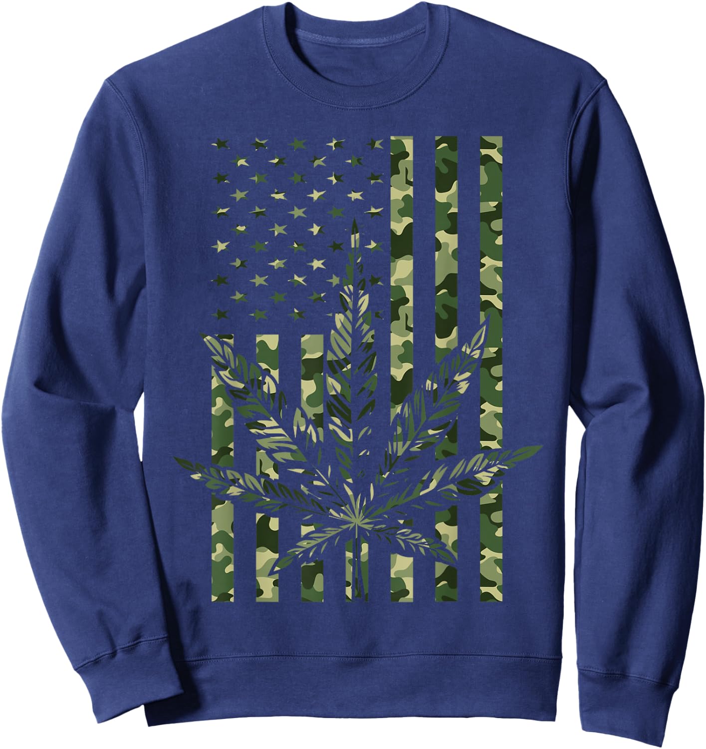 American Flag Camo Legalize Marijuana Patriotic Pot Lover Sweatshirt - Sweatshirt | Navy