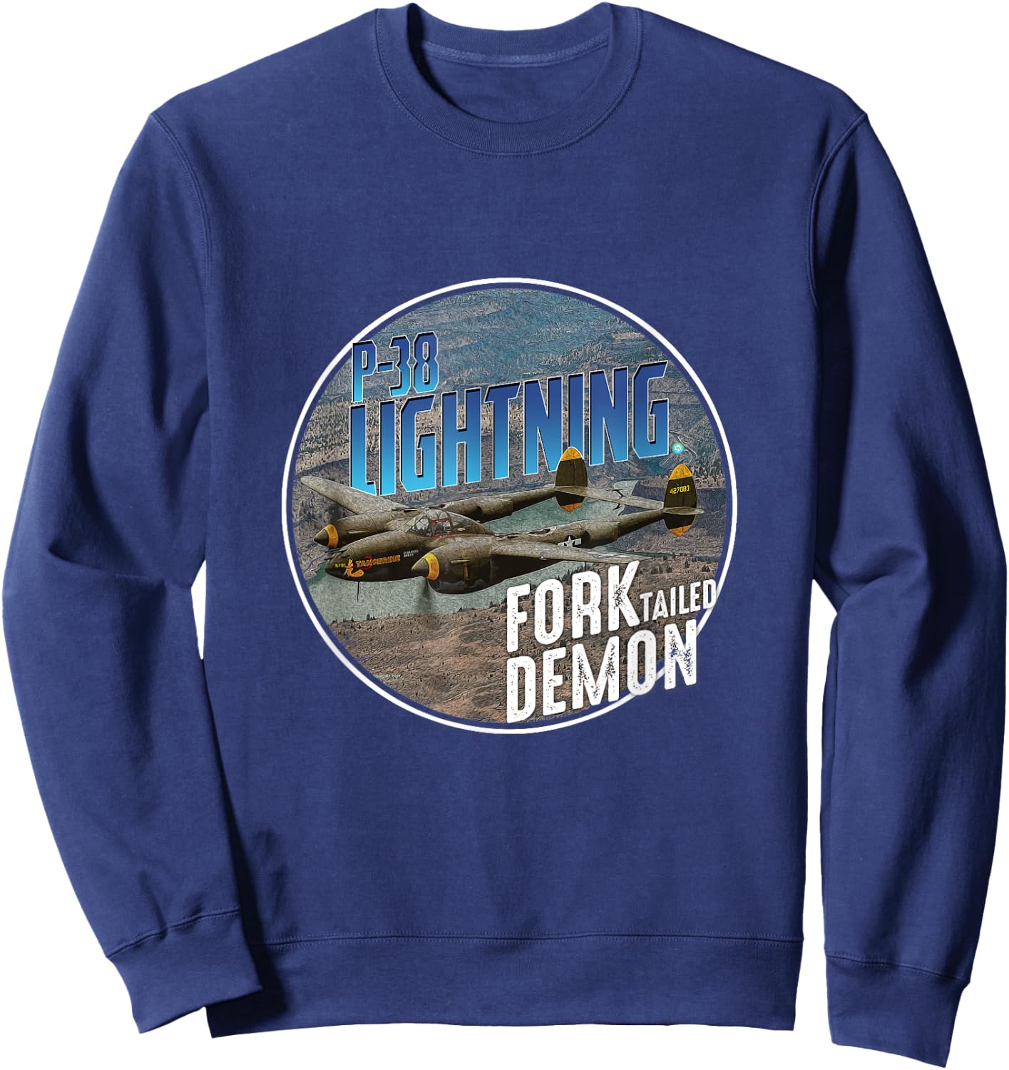 P-38 Lighting WW2 Plane Aircraft Aviation WW2 Airplane Gift Sweatshirt - Sweatshirt | Navy