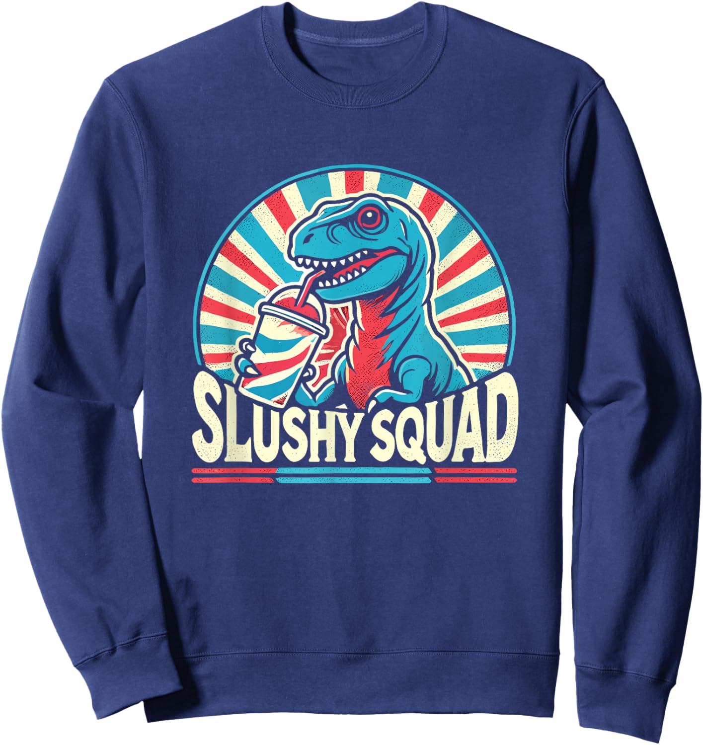 Slushy Squad T-Rex Retro Design Sweatshirt - Sweatshirt | Navy
