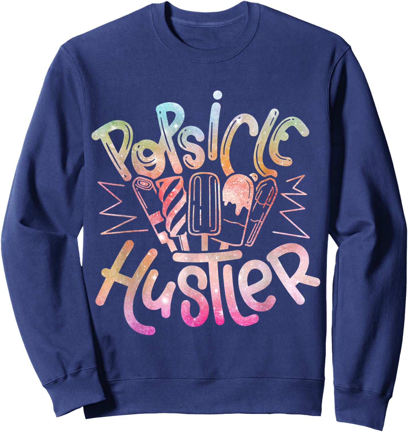 Funny Ice Cream Retro Popsicle Hustler Men Women Kids Sweatshirt - Sweatshirt | Navy