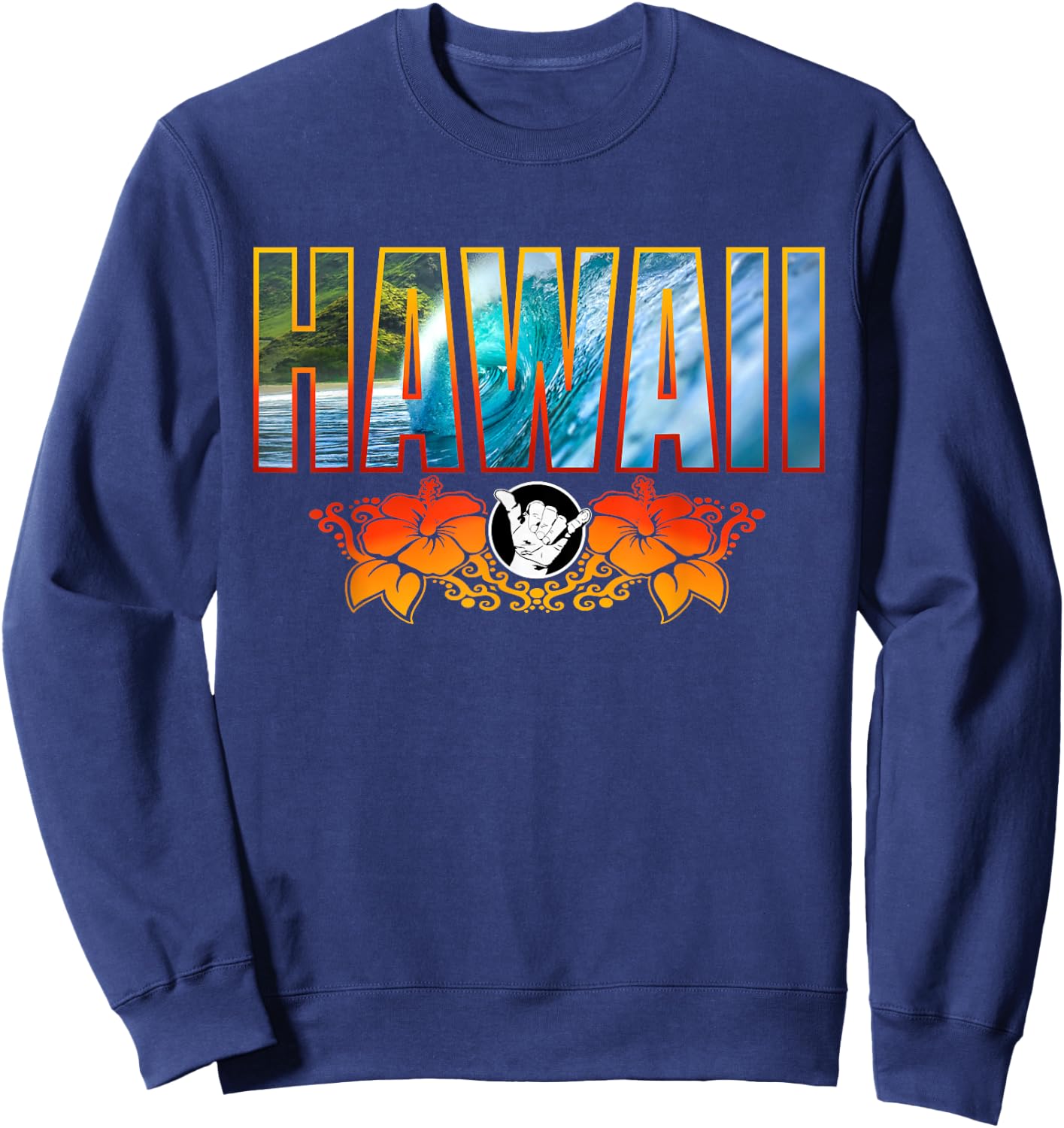 Shaka Bra Hawaii Surf Hawaiian Island Surfing Vacation Sweatshirt - Sweatshirt | Navy