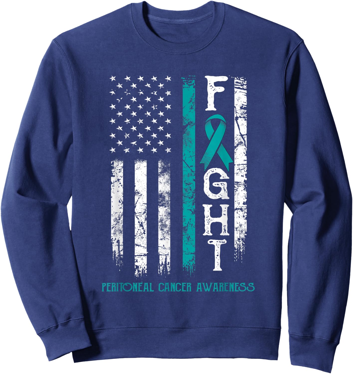 Peritoneal Cancer Warrior US Flag Sweatshirt - Sweatshirt | Navy