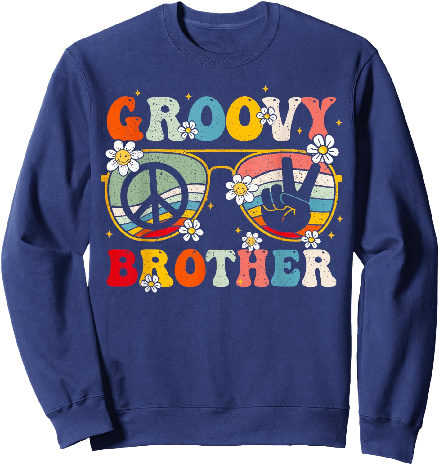 Groovy Brother Retro Matching Family Colorful 60s 70s Bro Sweatshirt - Sweatshirt | Navy