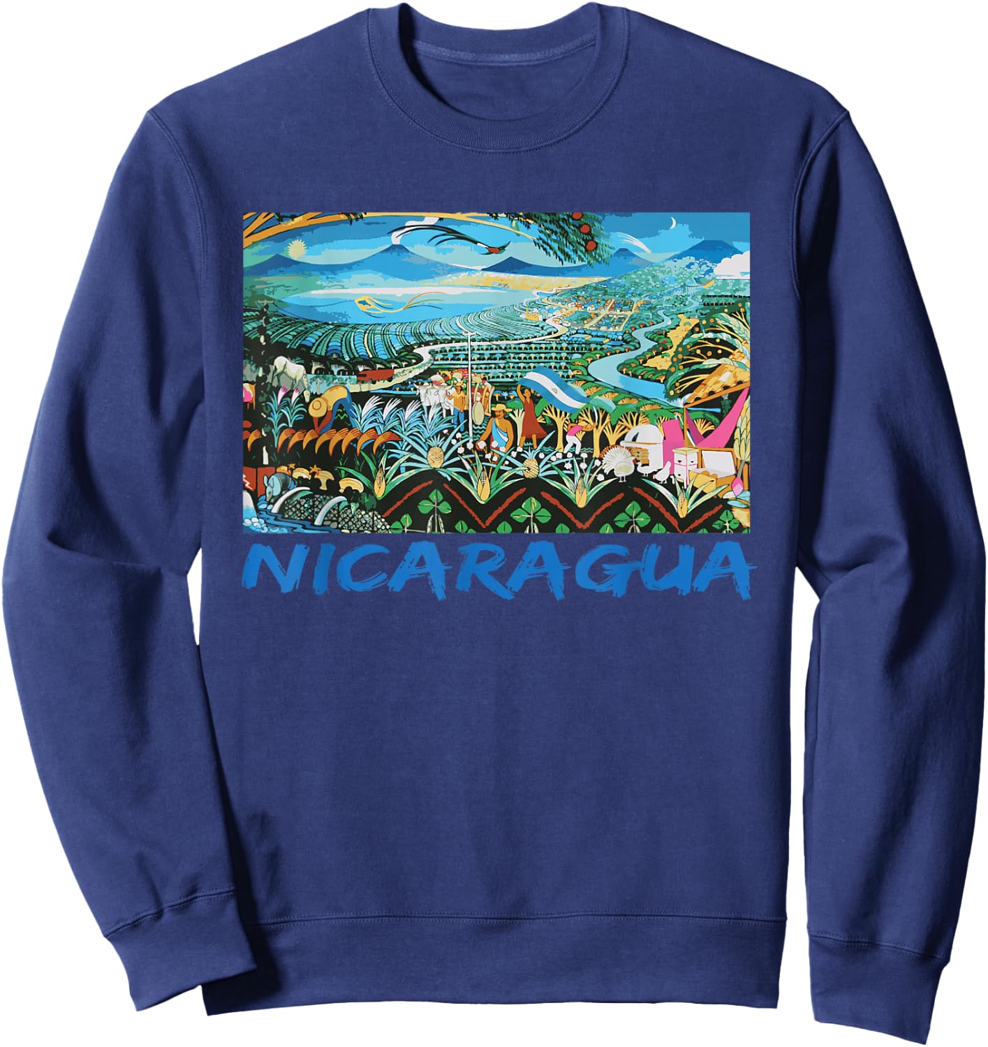 Nicaragua Artesania Central America Flag Art Sweatshirt - Sweatshirt | Navy