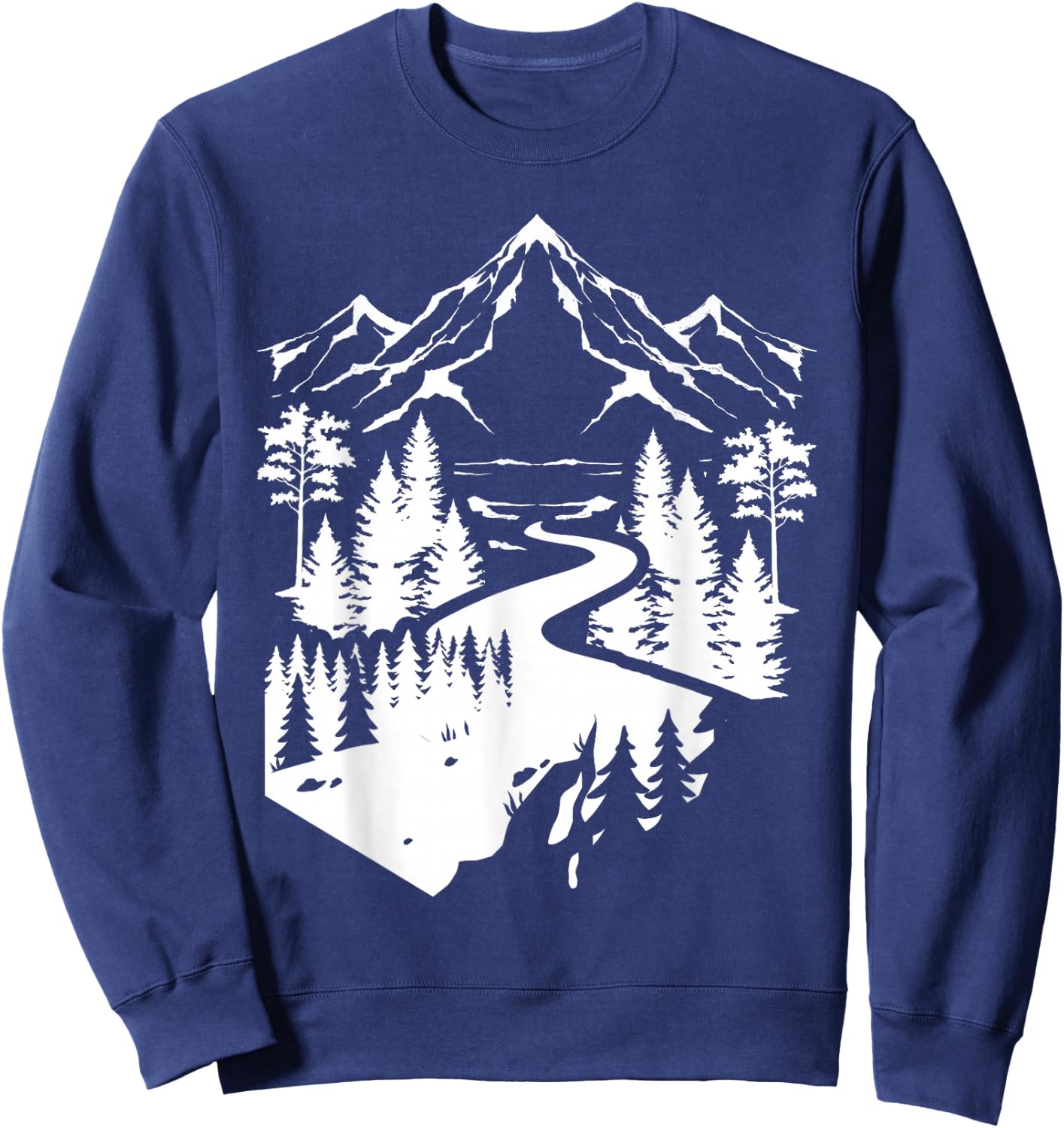 Outdoor Nature Mountain Hiker Forest Path Tree Hiking Sweatshirt - Sweatshirt | Navy