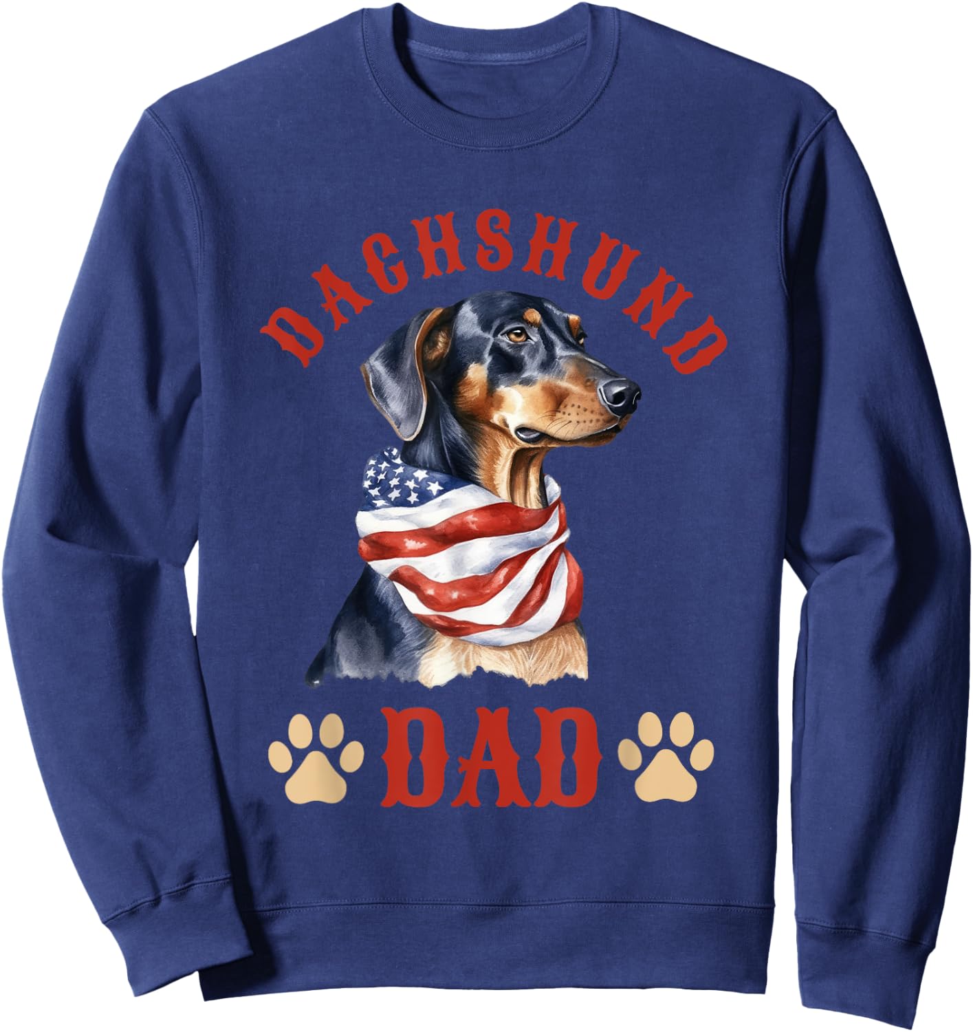 Dachshund Dad Dog Father's Day 4th of July Kids Men Sweatshirt - Sweatshirt | Navy
