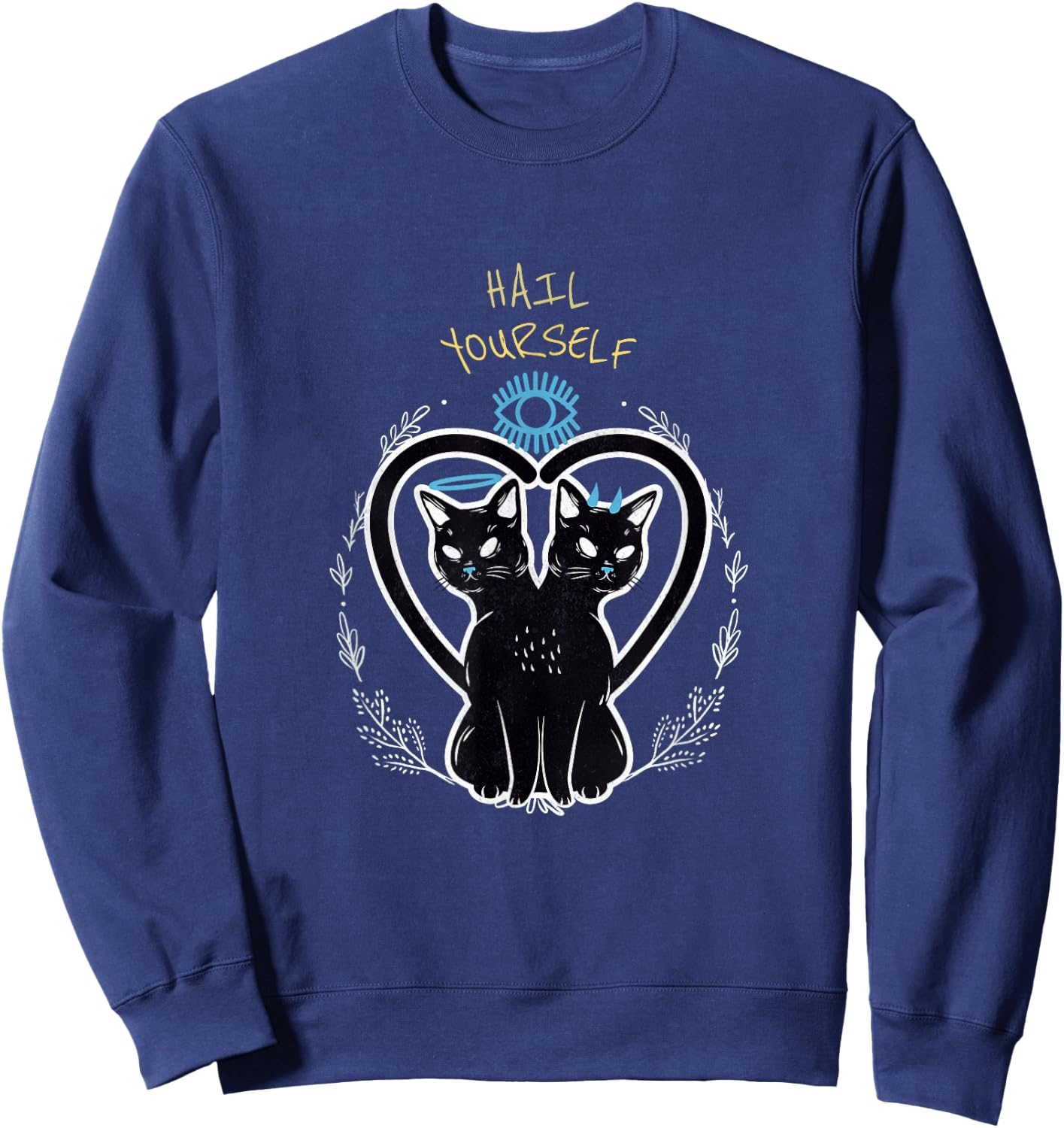 Cats from Hell Women's Hail Yourself Last Podcast on the Left Evil Cats LPOTL - Black, Small, Short Sleeve, Classic Fit, Cotton 60% Polyester 40% Sweatshirt - Sweatshirt | Navy