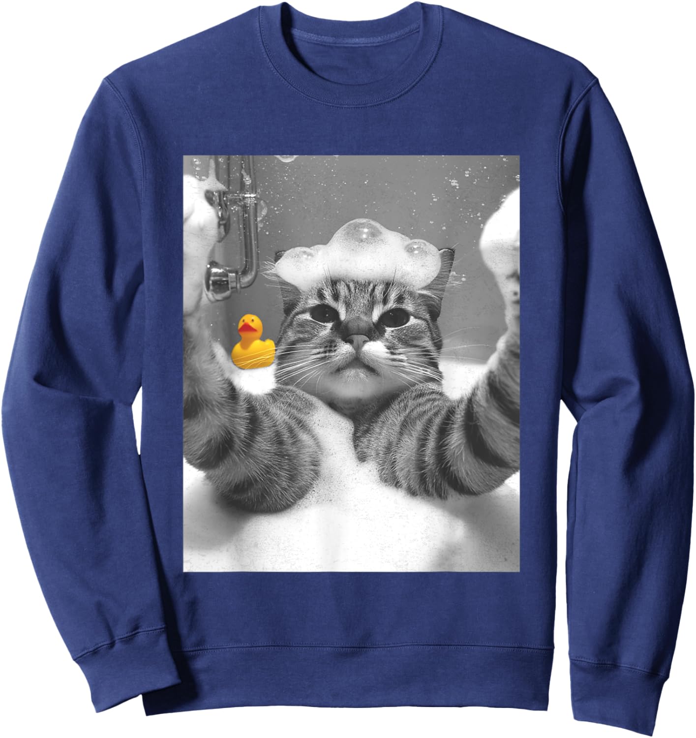 Cat Selfie in Bathtub Women Girls Kids Sweatshirt - Sweatshirt | Navy