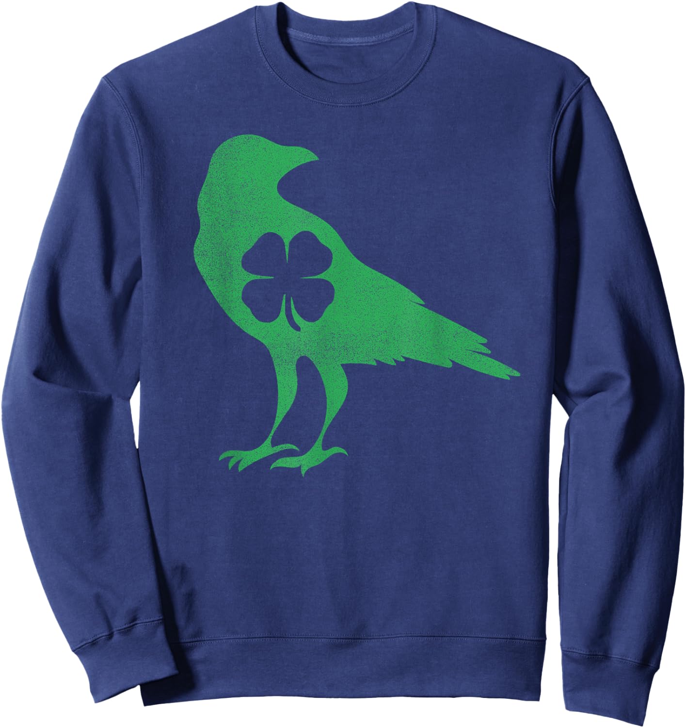 Raven Crow Bird Shamrock St. Patrick's Day Saint Paddy's Sweatshirt - Sweatshirt | Navy
