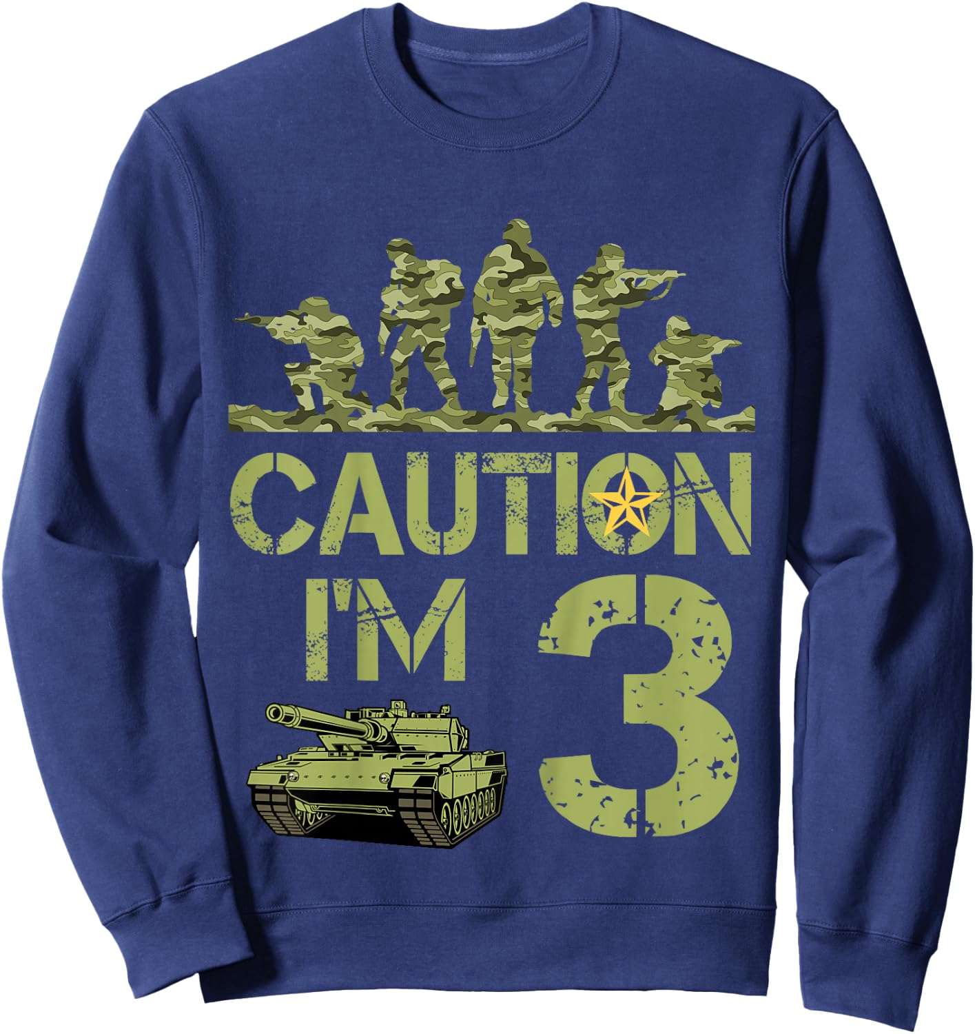 Kids 3rd Birthday Military I'm 3 Year Old Soldier Camo 3 Birthday Sweatshirt - Sweatshirt | Navy