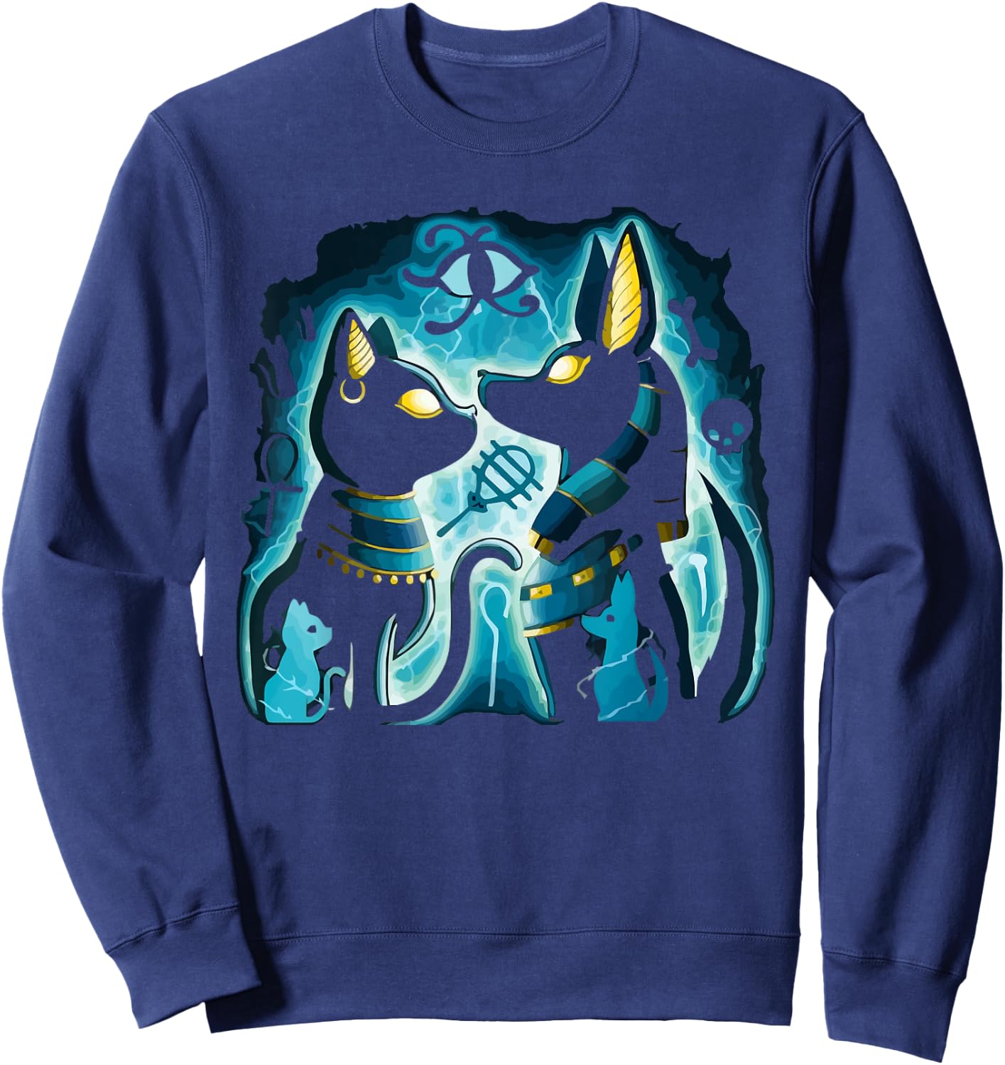 Anubis and Bastet ancient Egyptian god of the afterlife Sweatshirt - Sweatshirt | Navy