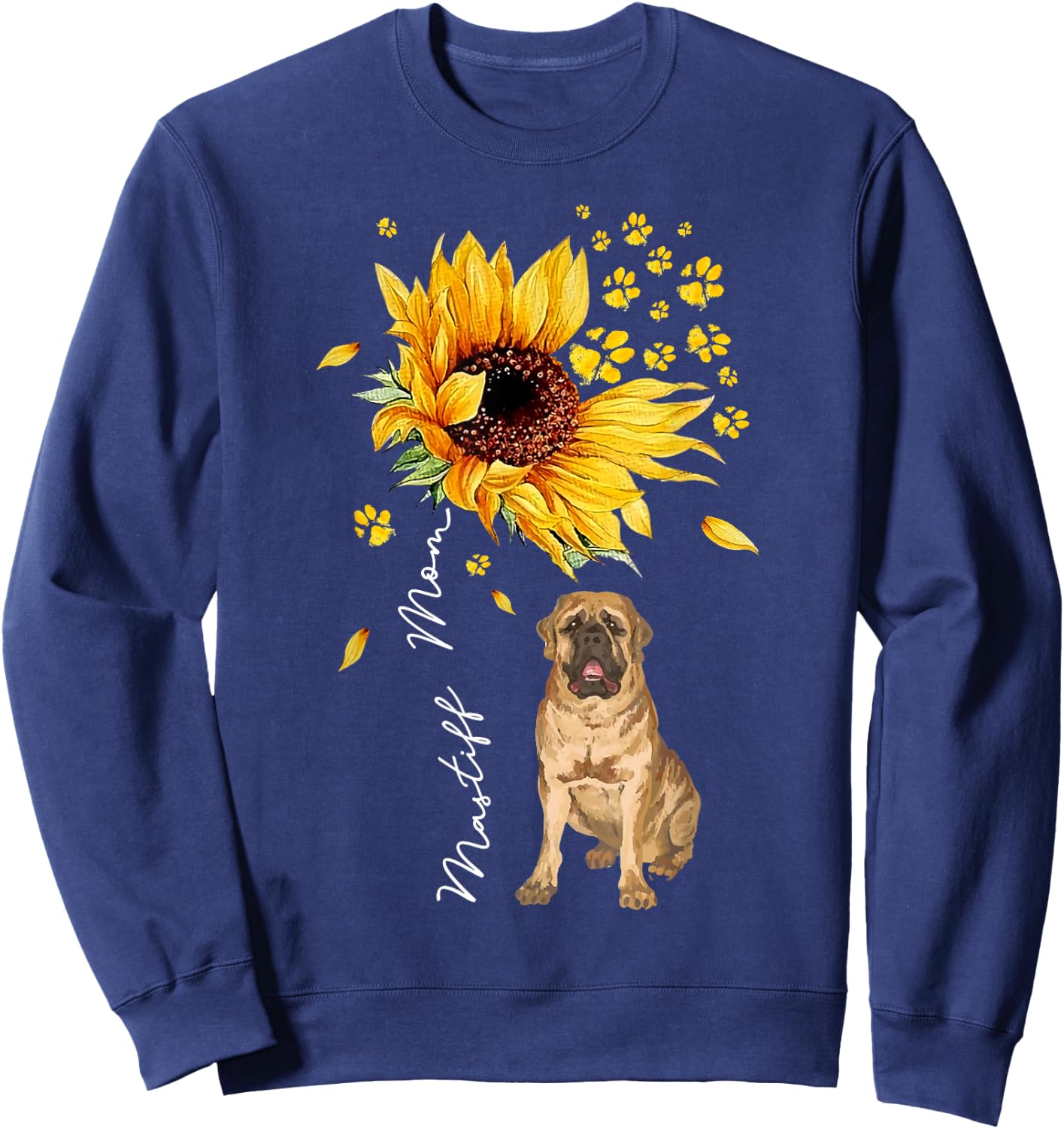 Sunflower Mastiff Mom Dog Lover Mother's Day Sweatshirt - Sweatshirt | Navy