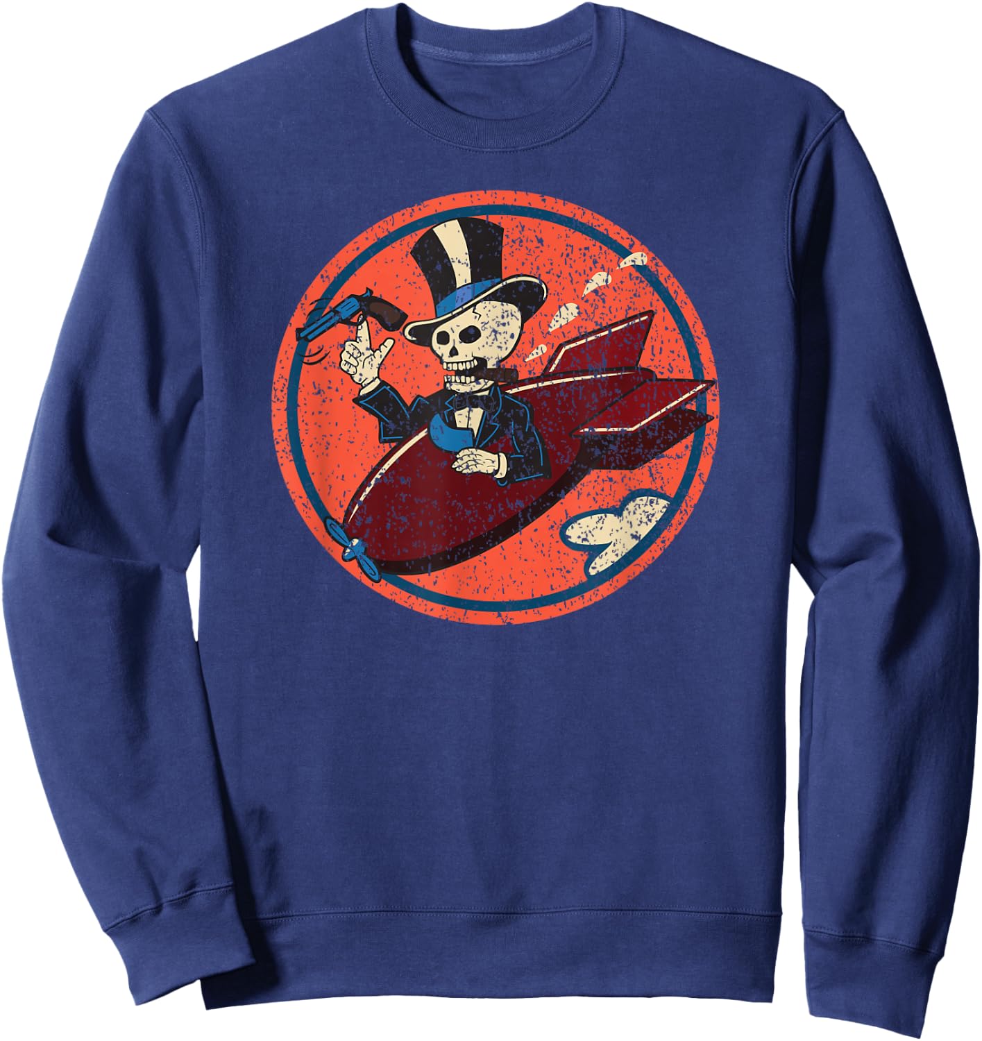 World War I 85 Bomb Squadron Pilot Training Skeleton Sweatshirt - Sweatshirt | Navy