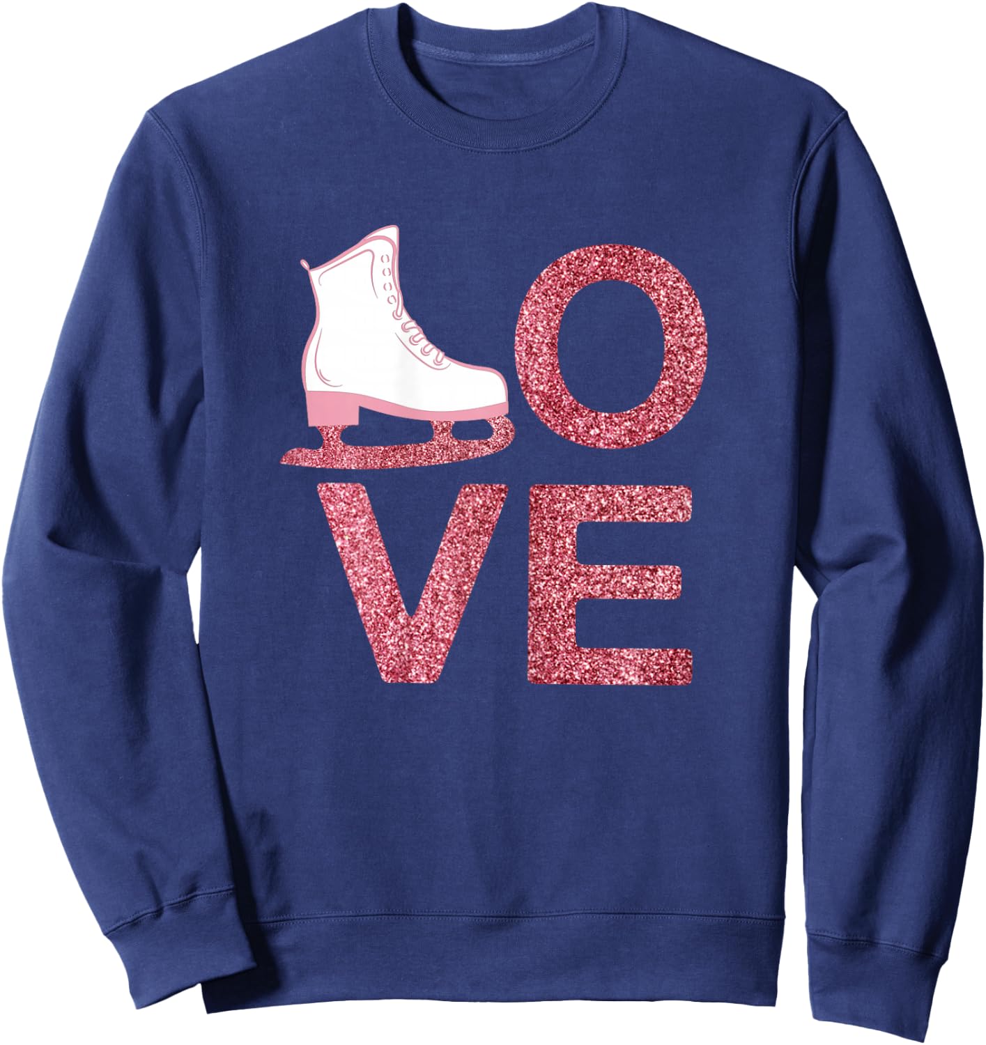 Pink Love Figure Skating Dress Ice Skating Shoes Sweatshirt - Sweatshirt | Navy