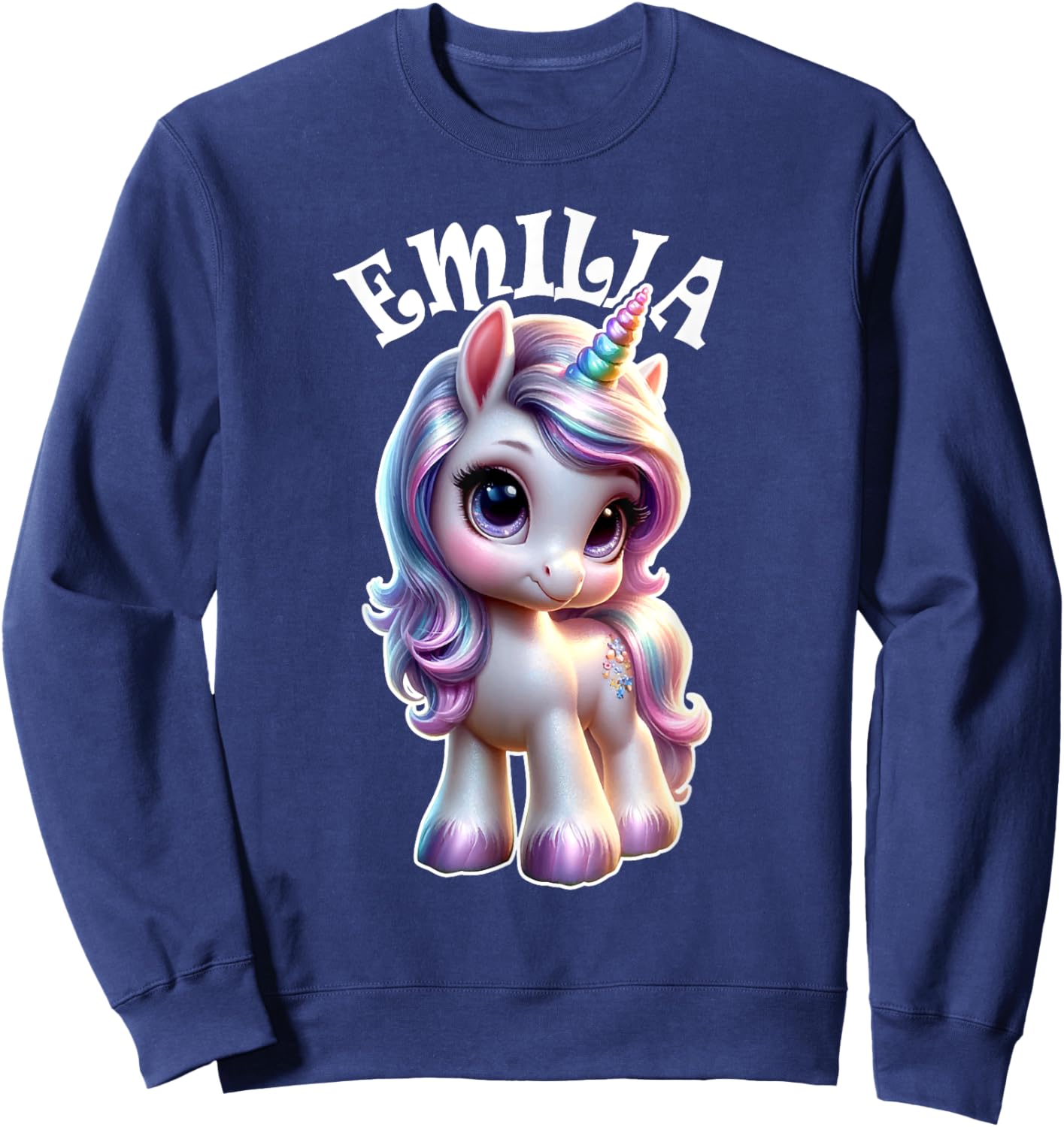Emilia Cute Unicorn Design for Girls Name Emilia Sweatshirt - Sweatshirt | Navy