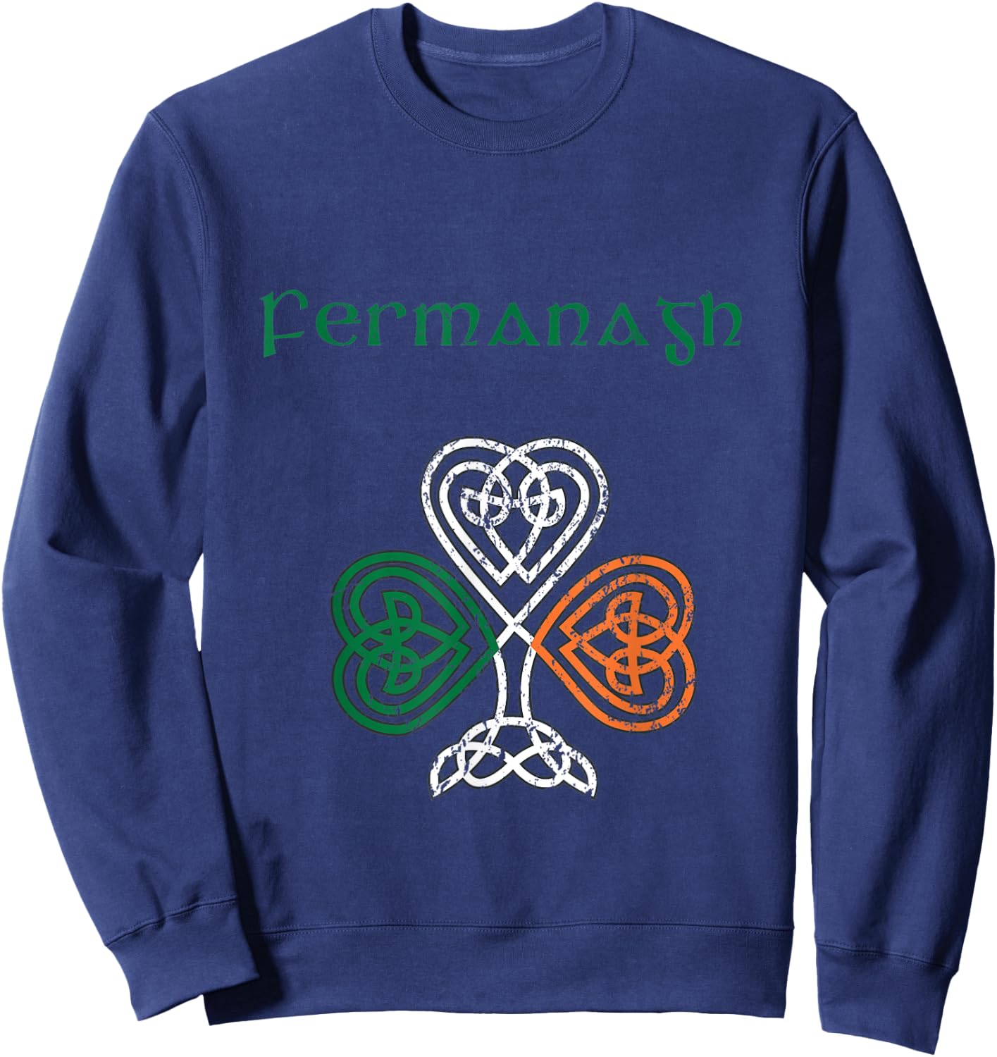 County Fermanagh Shamrock Ireland Flag, craic and ceol Sweatshirt - Sweatshirt | Navy
