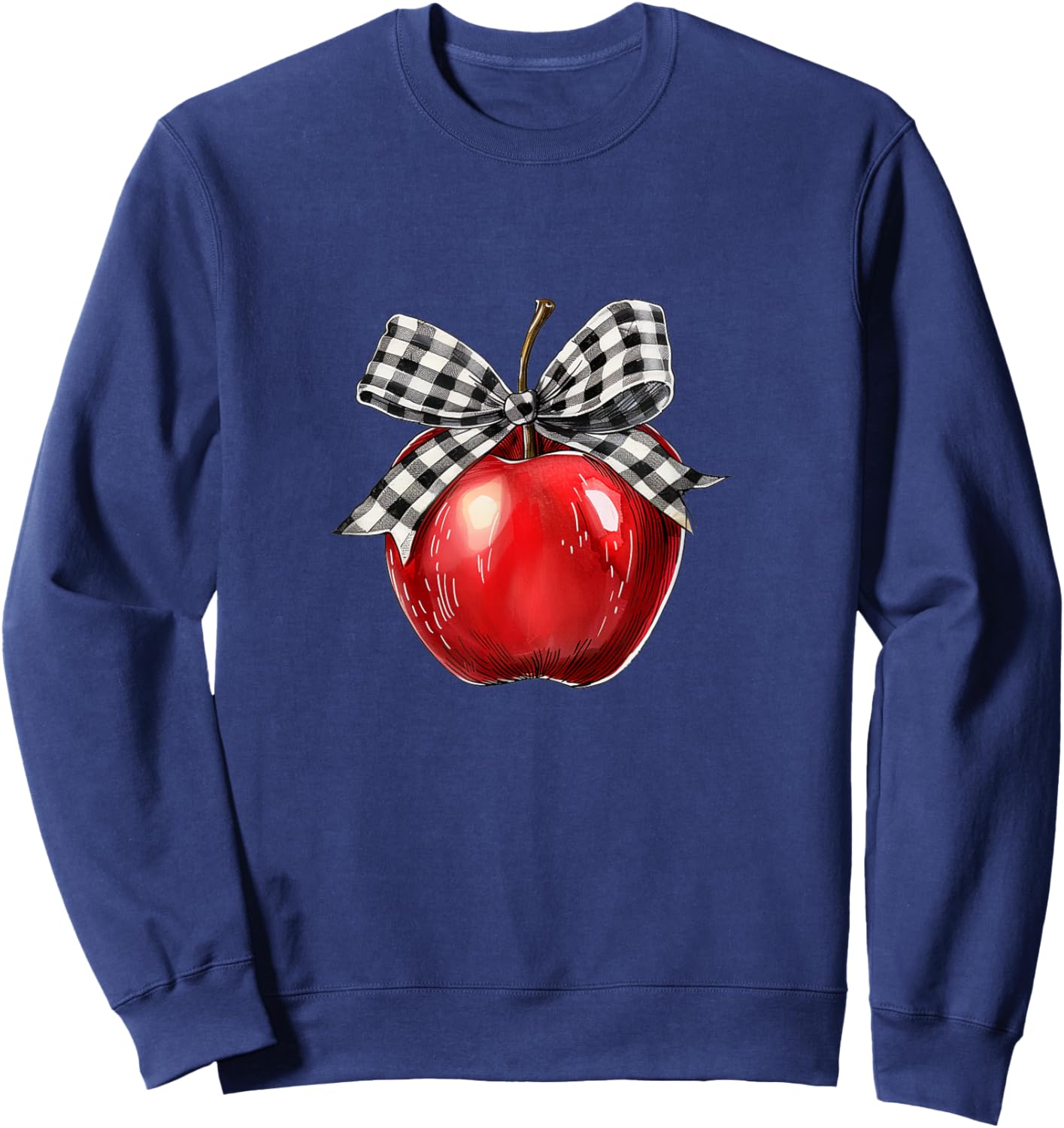 Teacher Apple Coquette Bow Sweatshirt - Sweatshirt | Navy