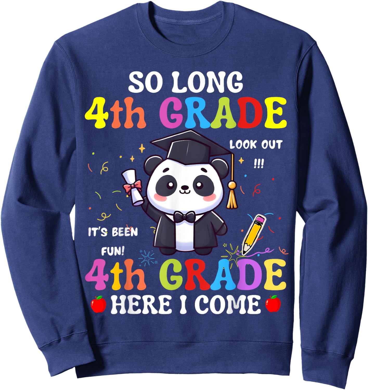 So Long 4th Grade 5th Grade Here I Come Panda Graduation Sweatshirt - Sweatshirt | Navy