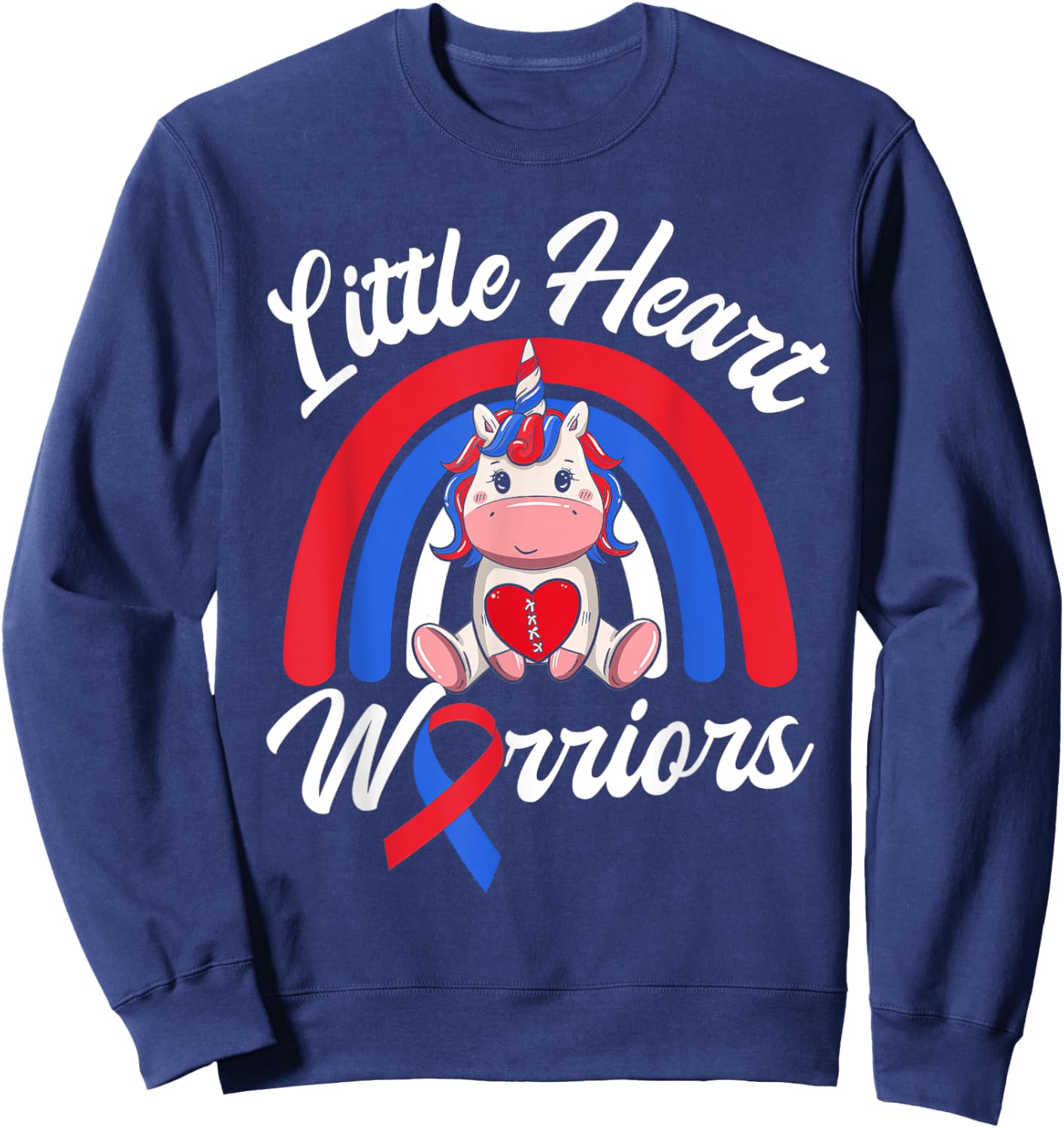 Kids CHD Awareness - Little Heart Warrior Magical Unicorn Sweatshirt - Sweatshirt | Navy